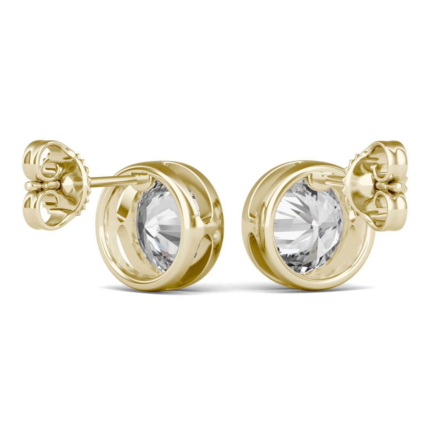 3.00 CTW DEW Round Forever One™ Moissanite Bezel Set Stud Earrings