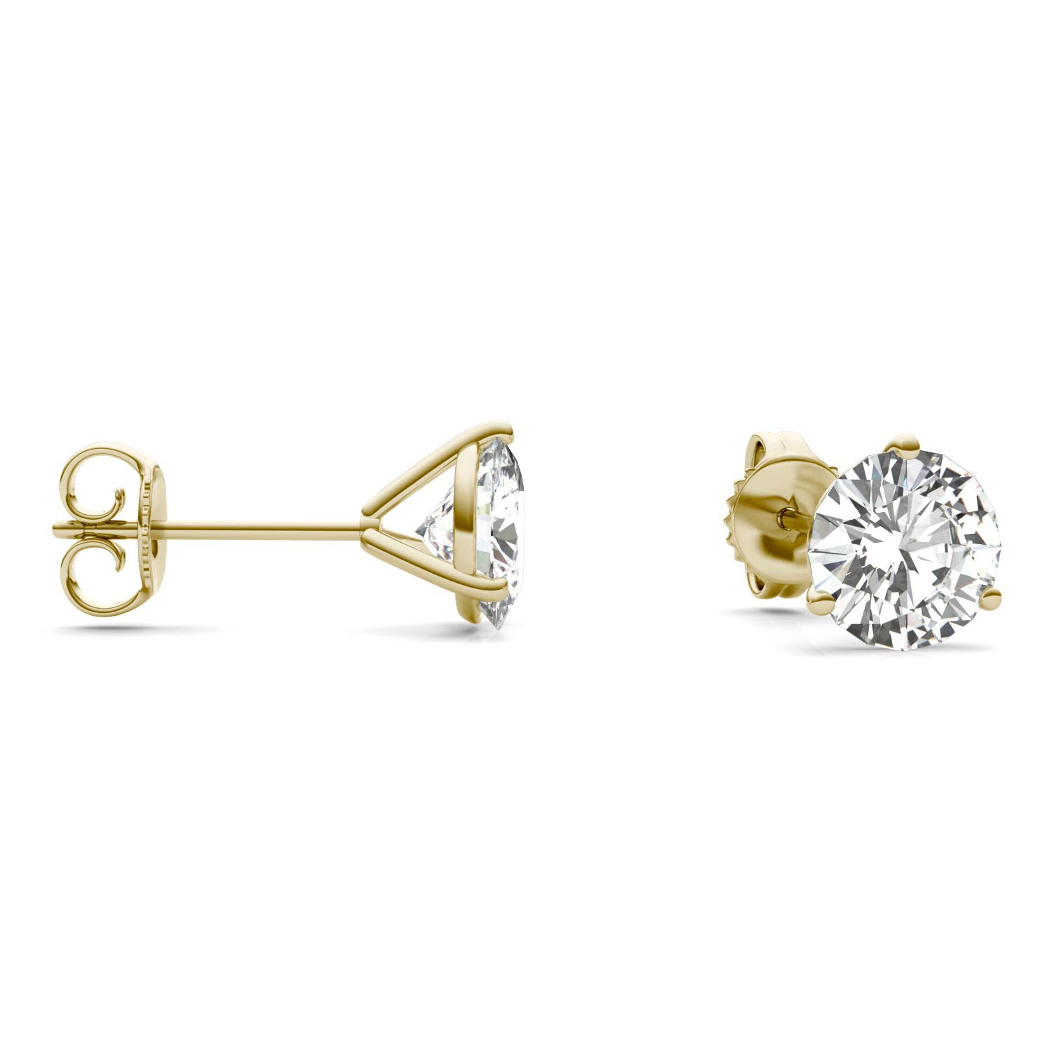 2.00 CTW DEW Round Forever One™ Moissanite Three Prong Martini Stud Earrings