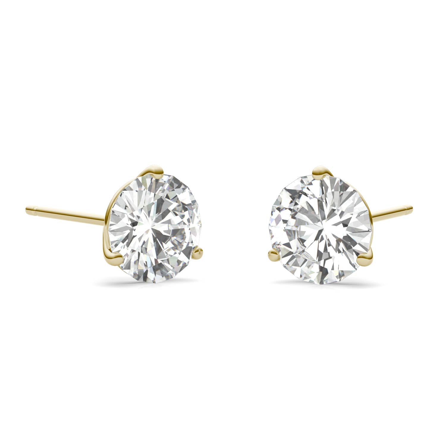 2.00 CTW DEW Round Forever One™ Moissanite Three Prong Martini Stud Earrings