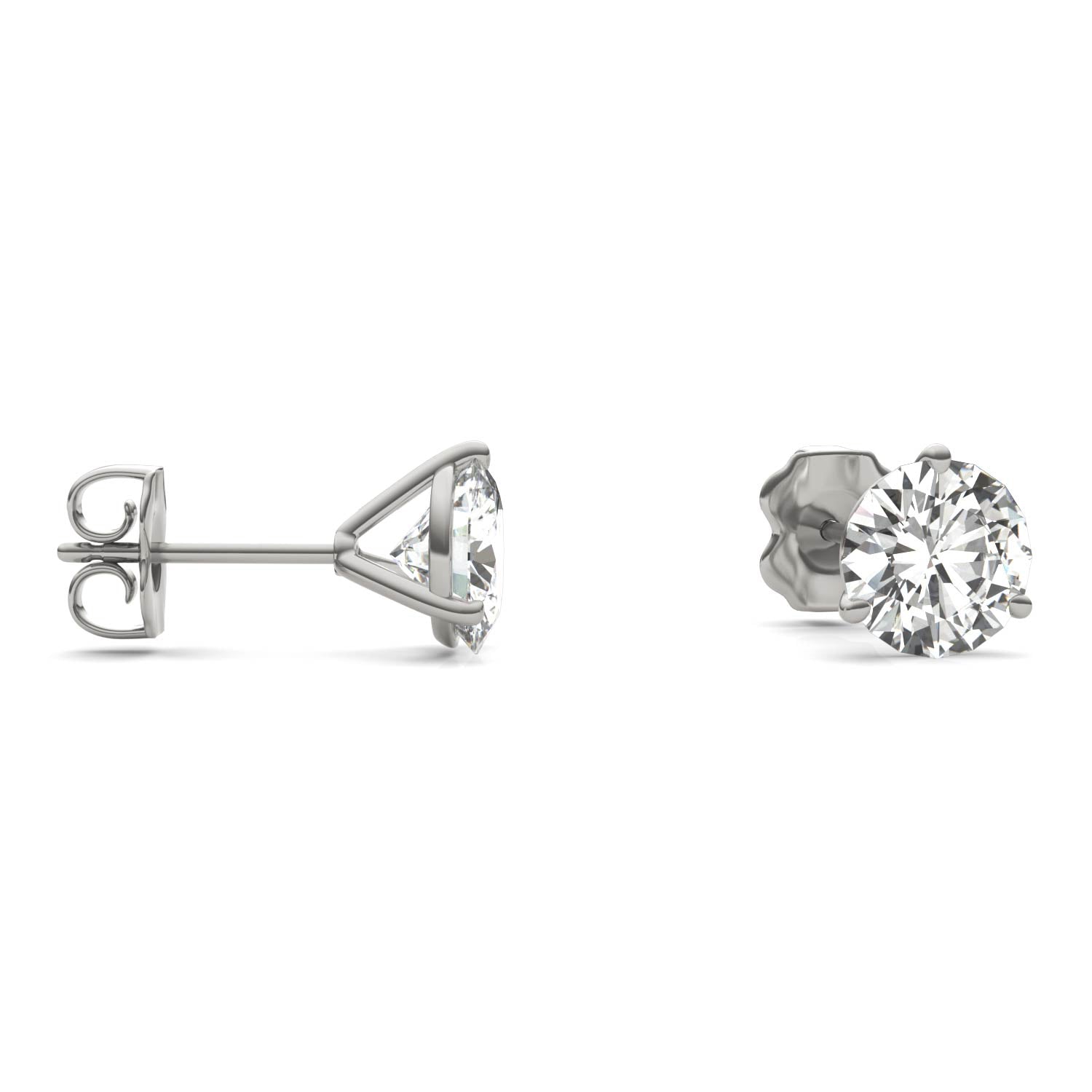 3.00 CTW DEW Round Forever One Moissanite Three Prong Martini Stud Earrings