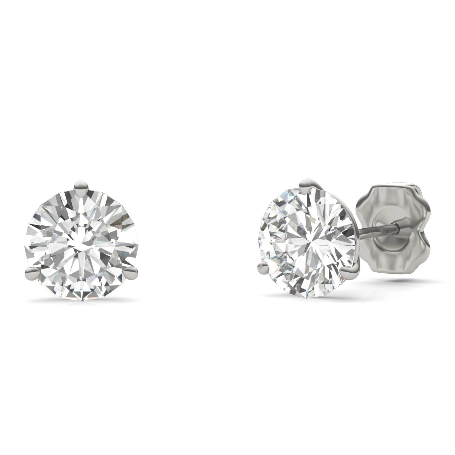 3.00 CTW DEW Round Forever One Moissanite Three Prong Martini Stud Earrings
