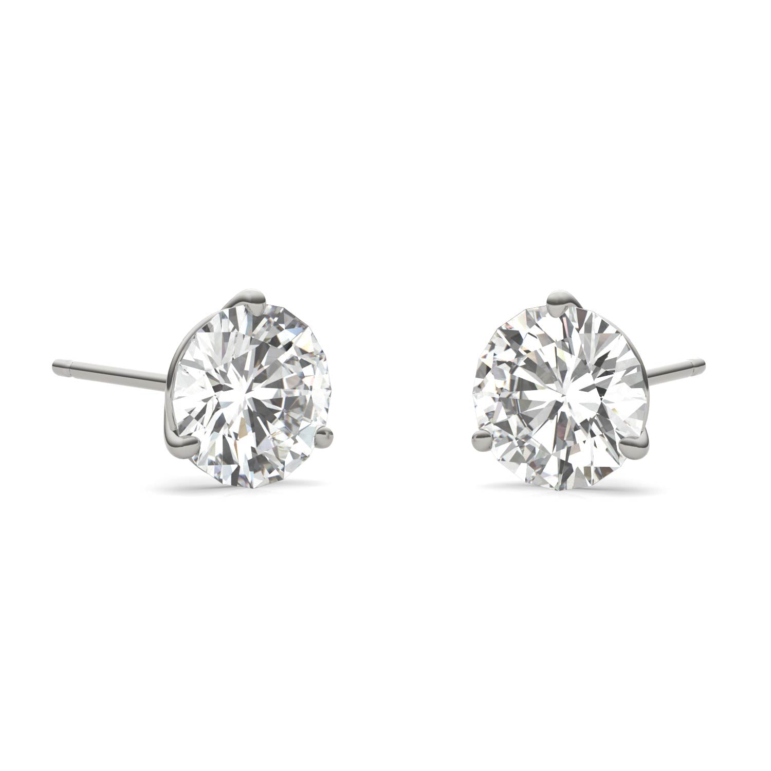 3.00 CTW DEW Round Forever One Moissanite Three Prong Martini Stud Earrings