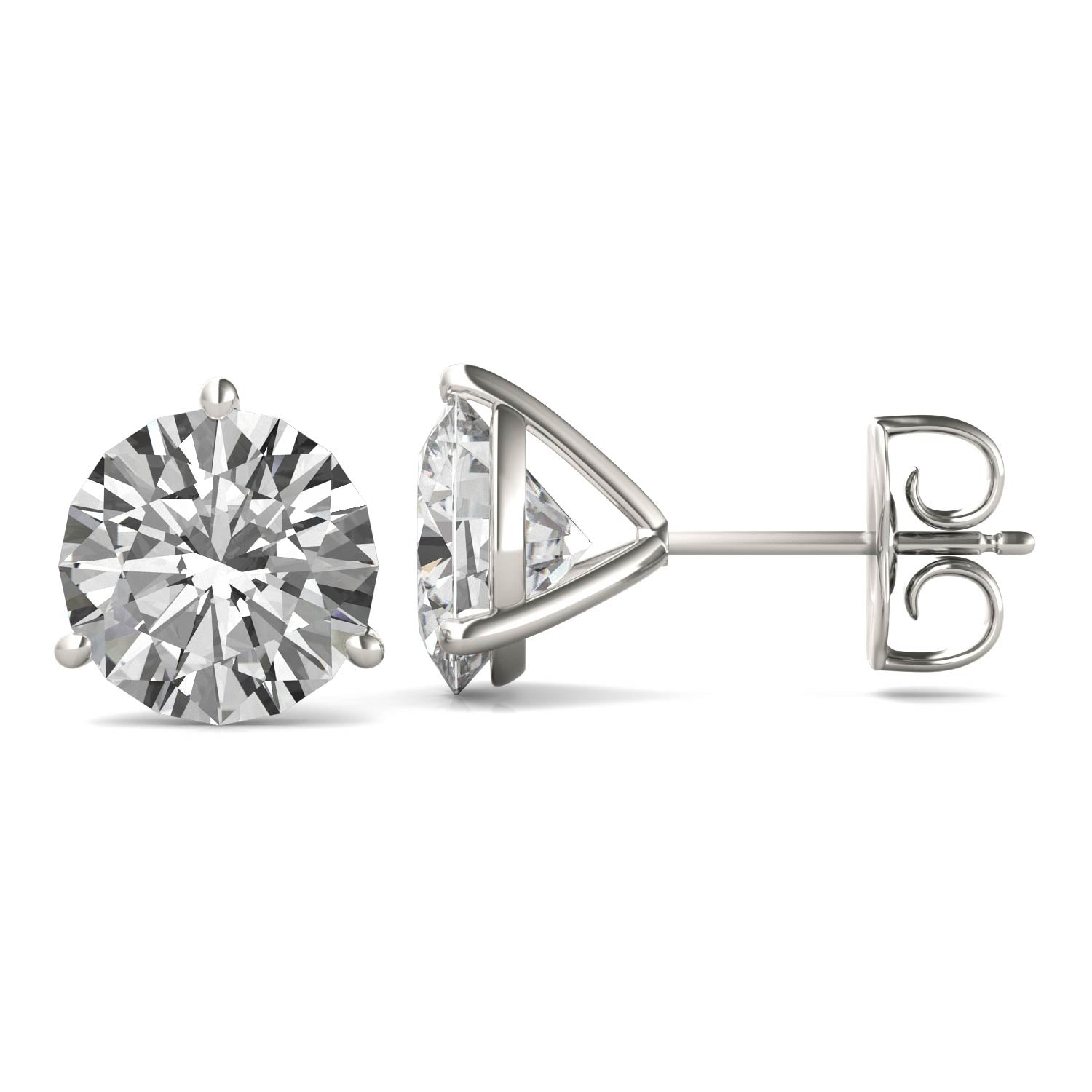 3.80 CTW DEW Round Forever One™ Moissanite Three Prong Martini Stud Earrings