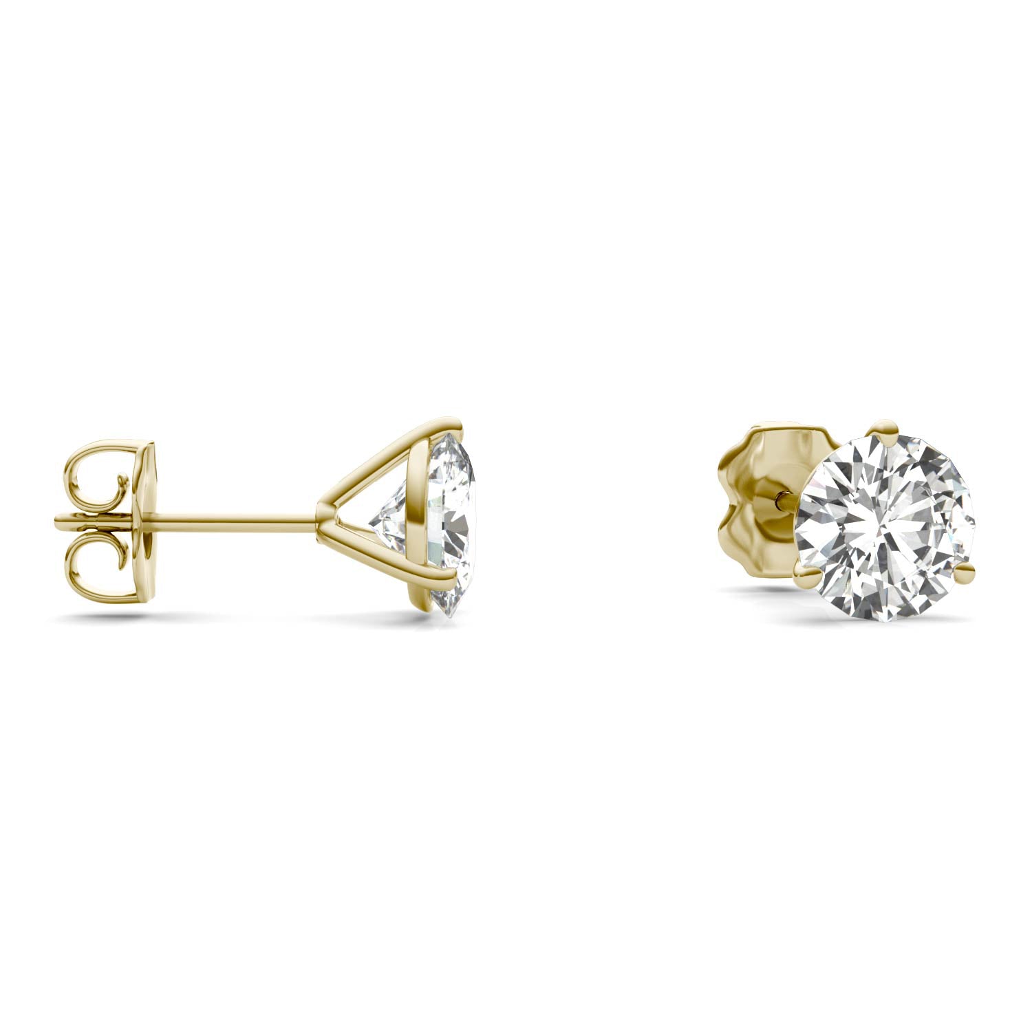3.00 CTW DEW Round Forever One Moissanite Three Prong Martini Stud Earrings