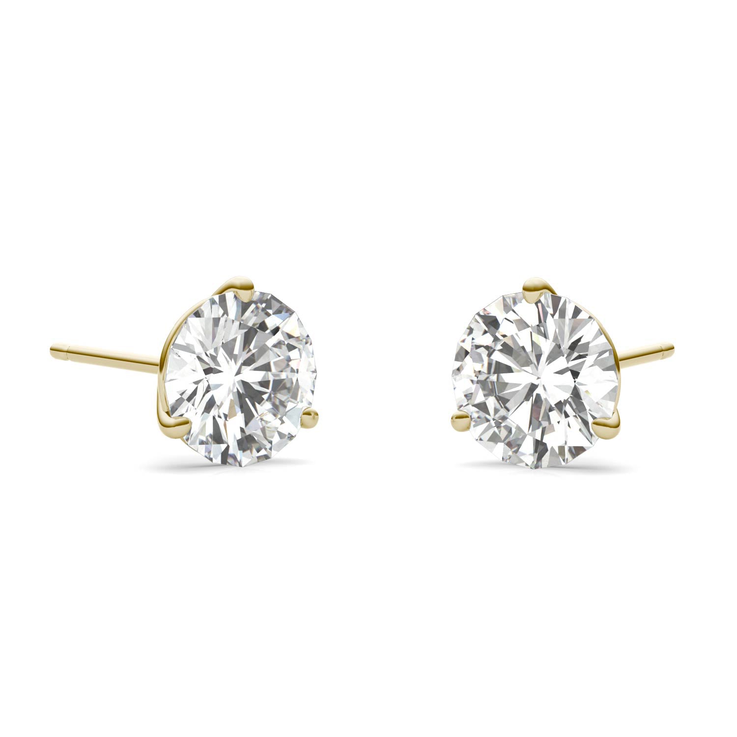 3.00 CTW DEW Round Forever One Moissanite Three Prong Martini Stud Earrings