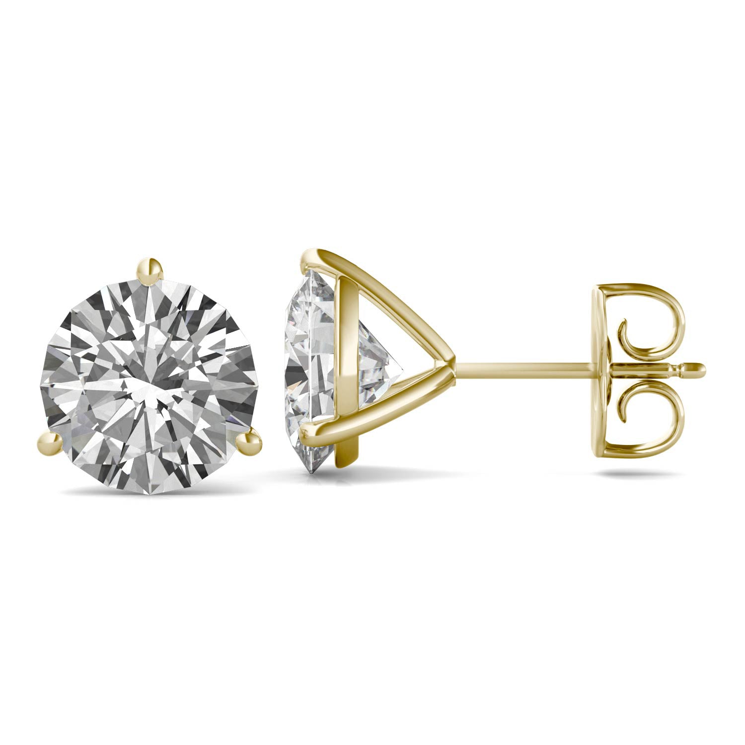 3.80 CTW DEW Round Forever One™ Moissanite Three Prong Martini Stud Earrings