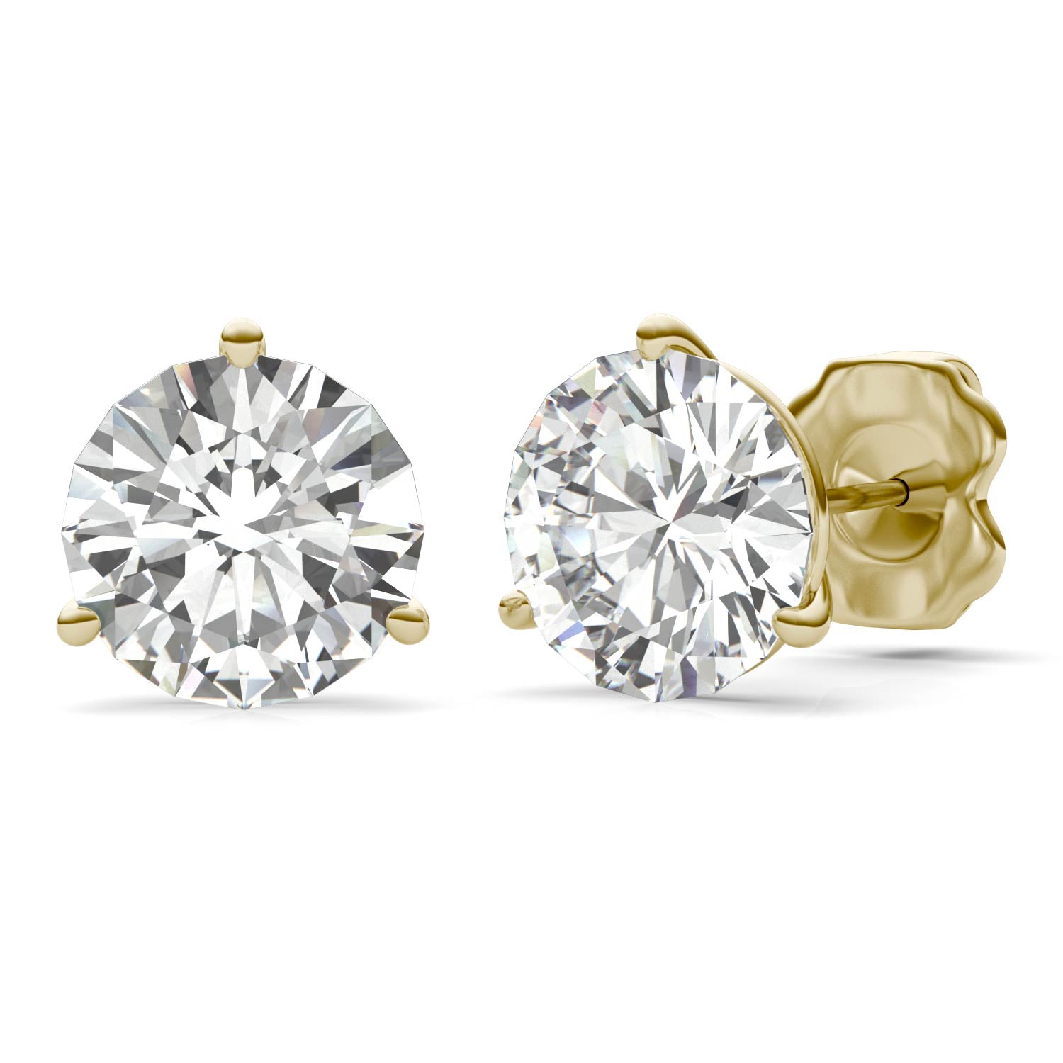 3.80 CTW DEW Round Forever One™ Moissanite Three Prong Martini Stud Earrings