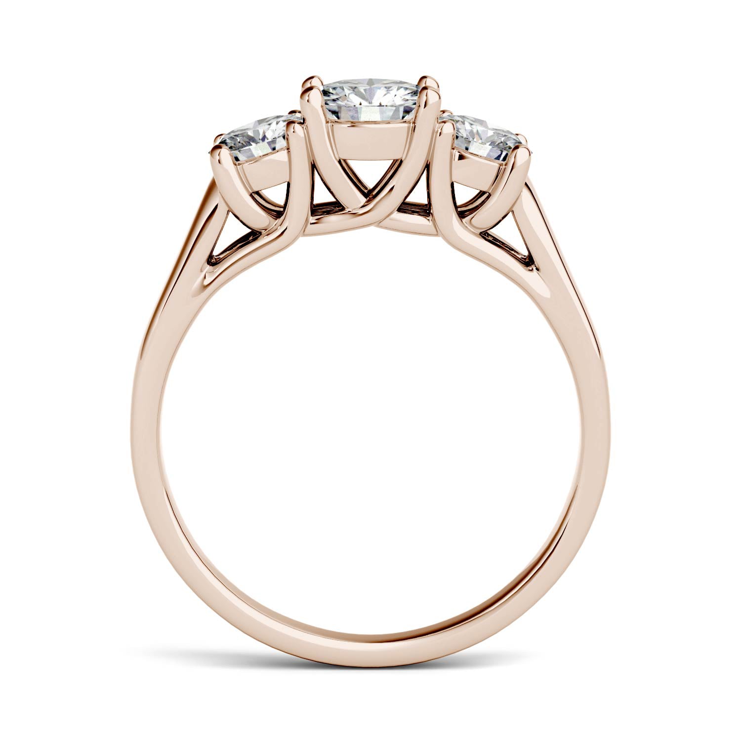 2.00 CTW DEW Round Forever One™ Moissanite Three Stone Trellis Ring