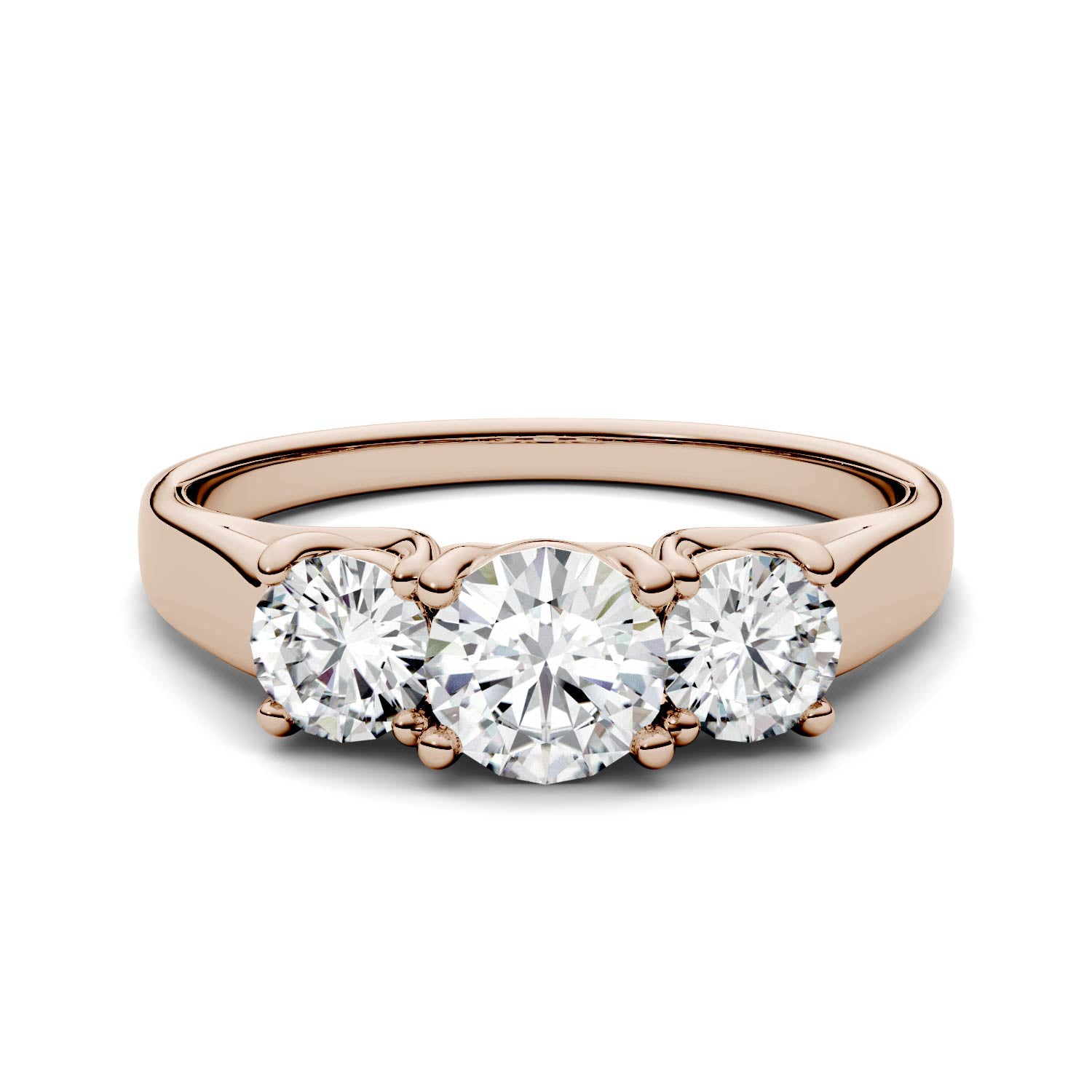 2.00 CTW DEW Round Forever One™ Moissanite Three Stone Trellis Ring