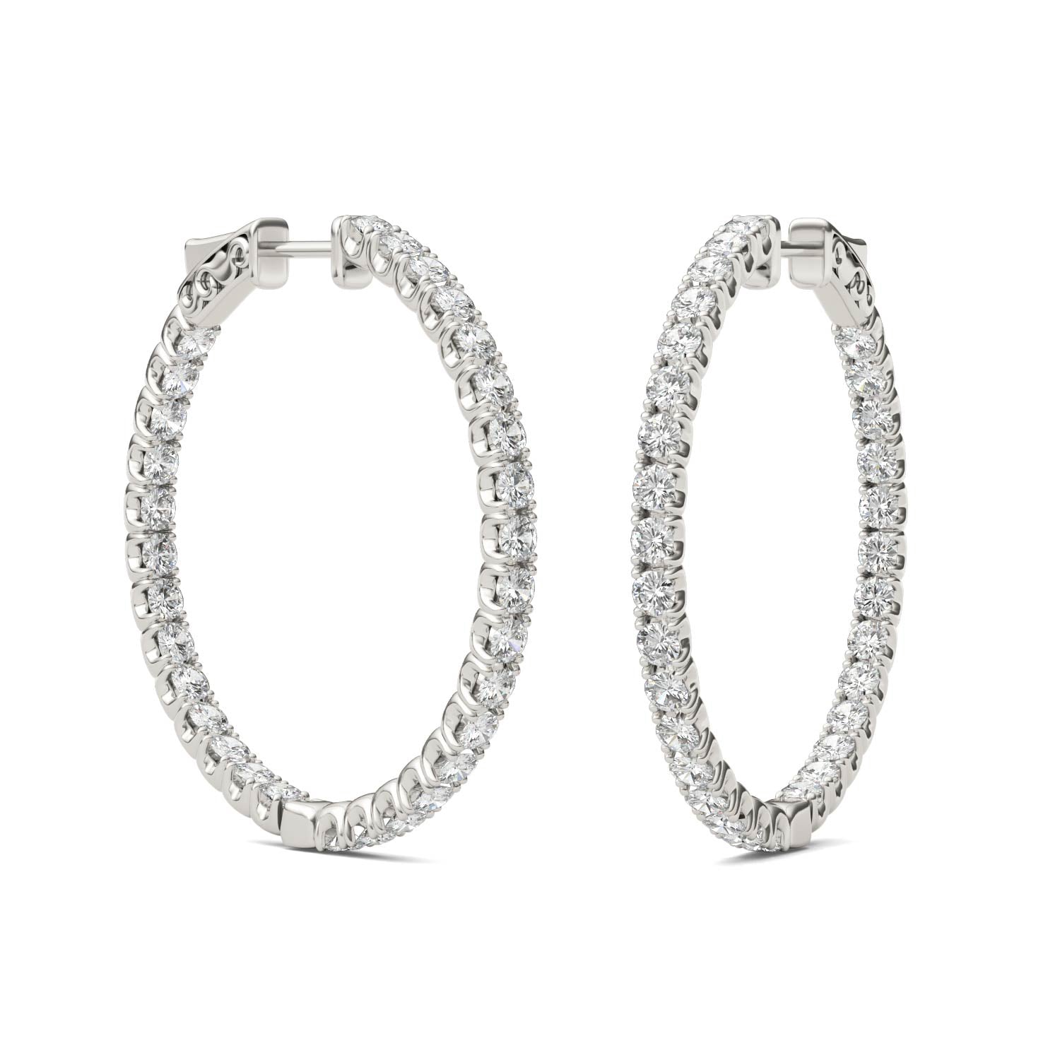 3.72 CTW DEW Round Forever One™ Moissanite Hoop Earrings