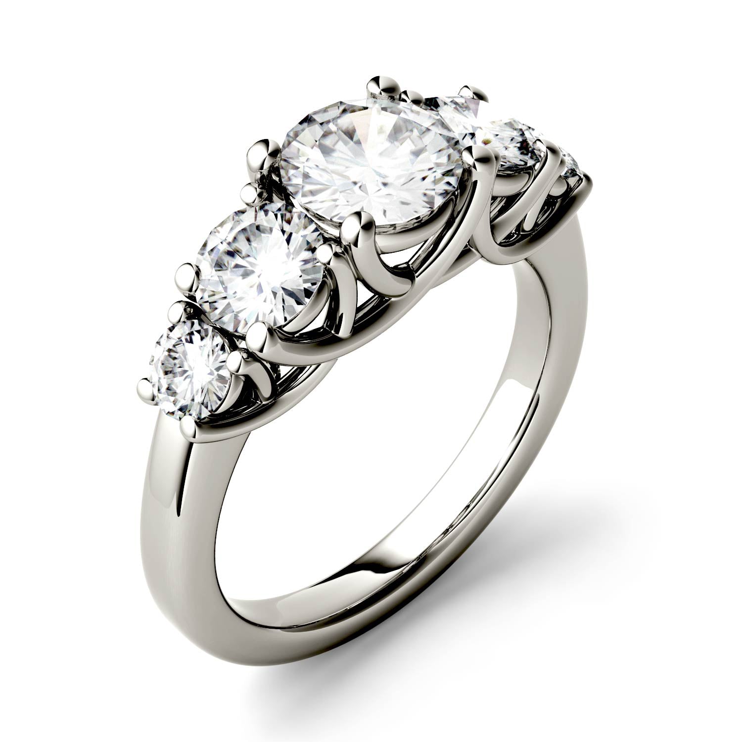 2.32 CTW DEW Round Forever One™ Moissanite Five Stone Trellis Fashion Ring
