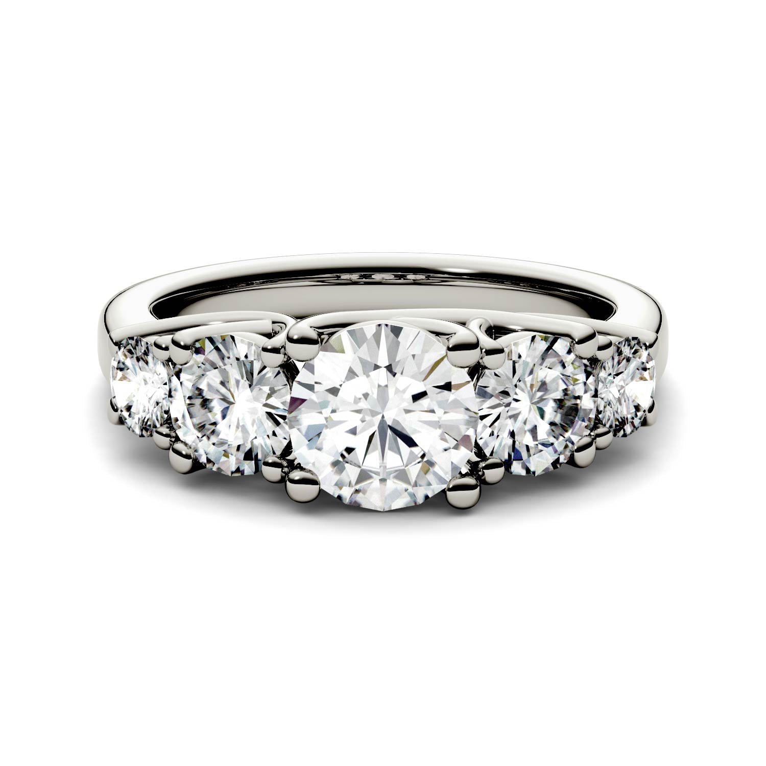 2.32 CTW DEW Round Forever One™ Moissanite Five Stone Trellis Fashion Ring