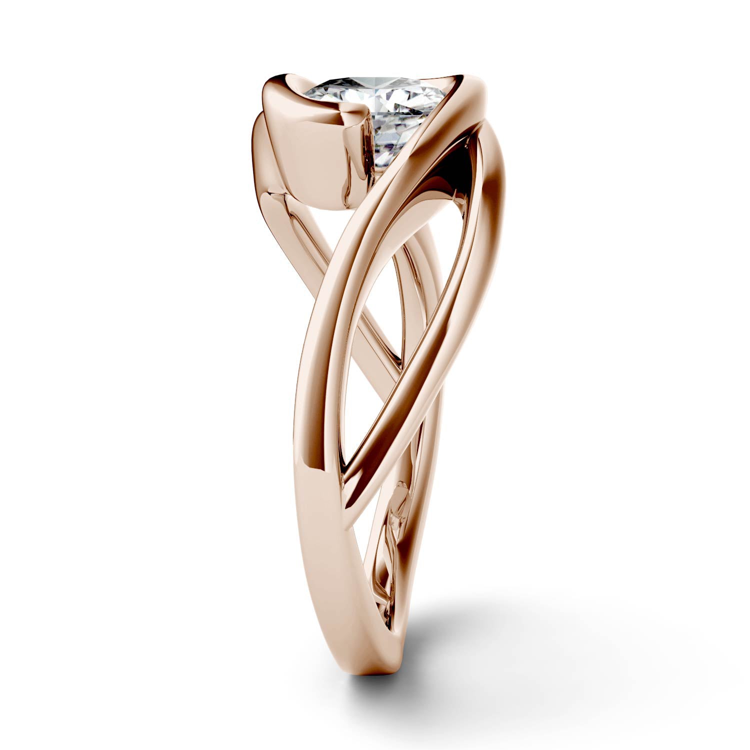 1.10 CTW DEW Cushion Forever One™ Moissanite Swirl Bypass Solitaire Ring