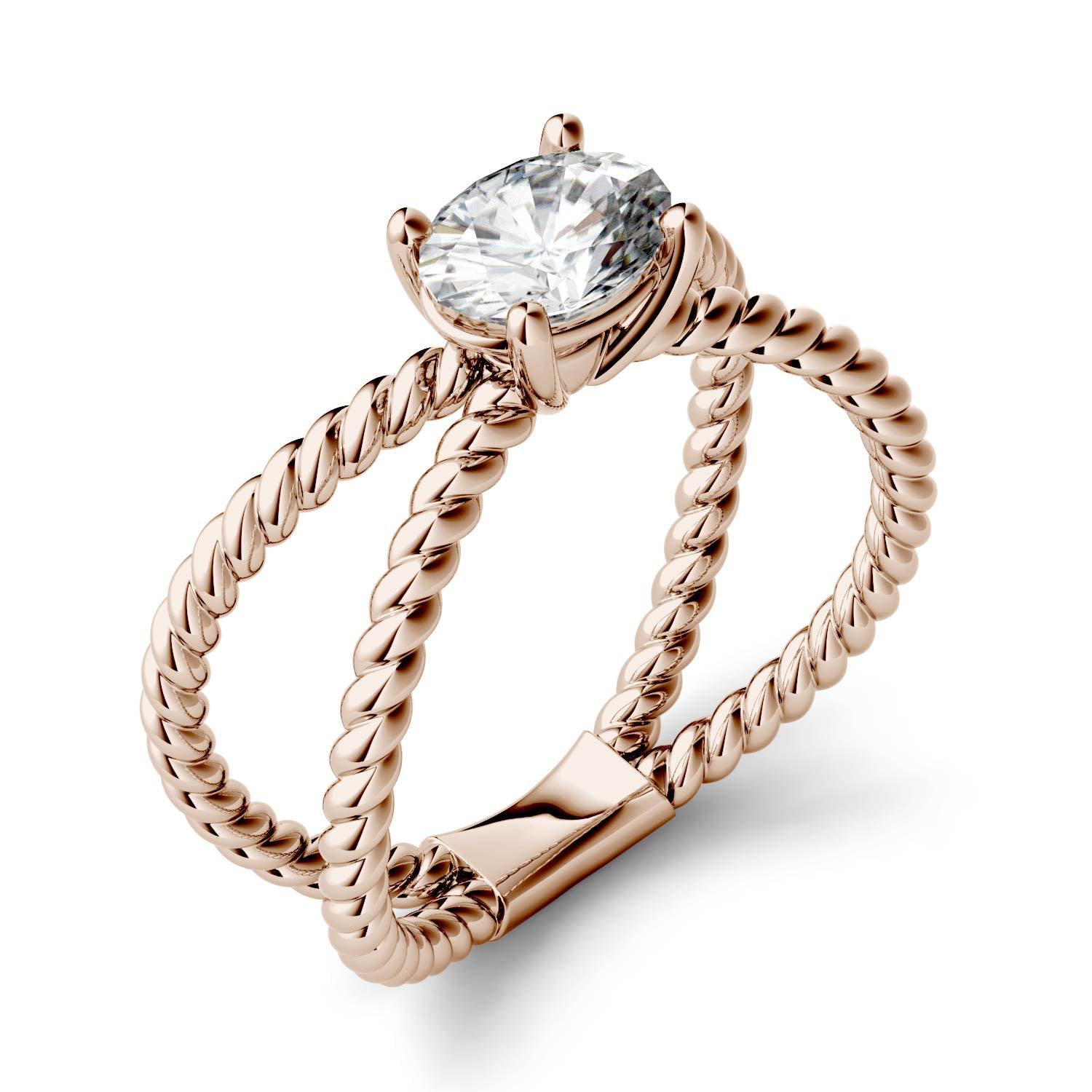 0.90 CTW DEW Oval Forever One™ Moissanite Split Shank Fashion Ring