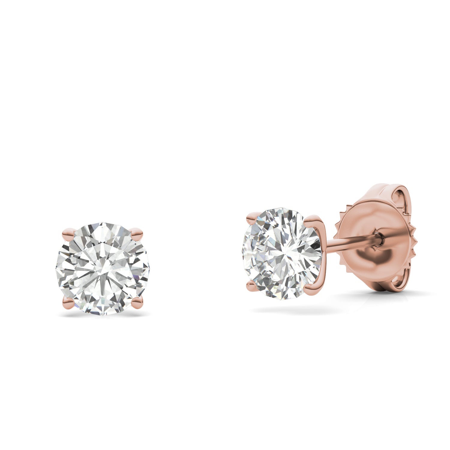 1.00 CTW DEW Round Forever One™ Moissanite Four Prong Martini Stud Earrings