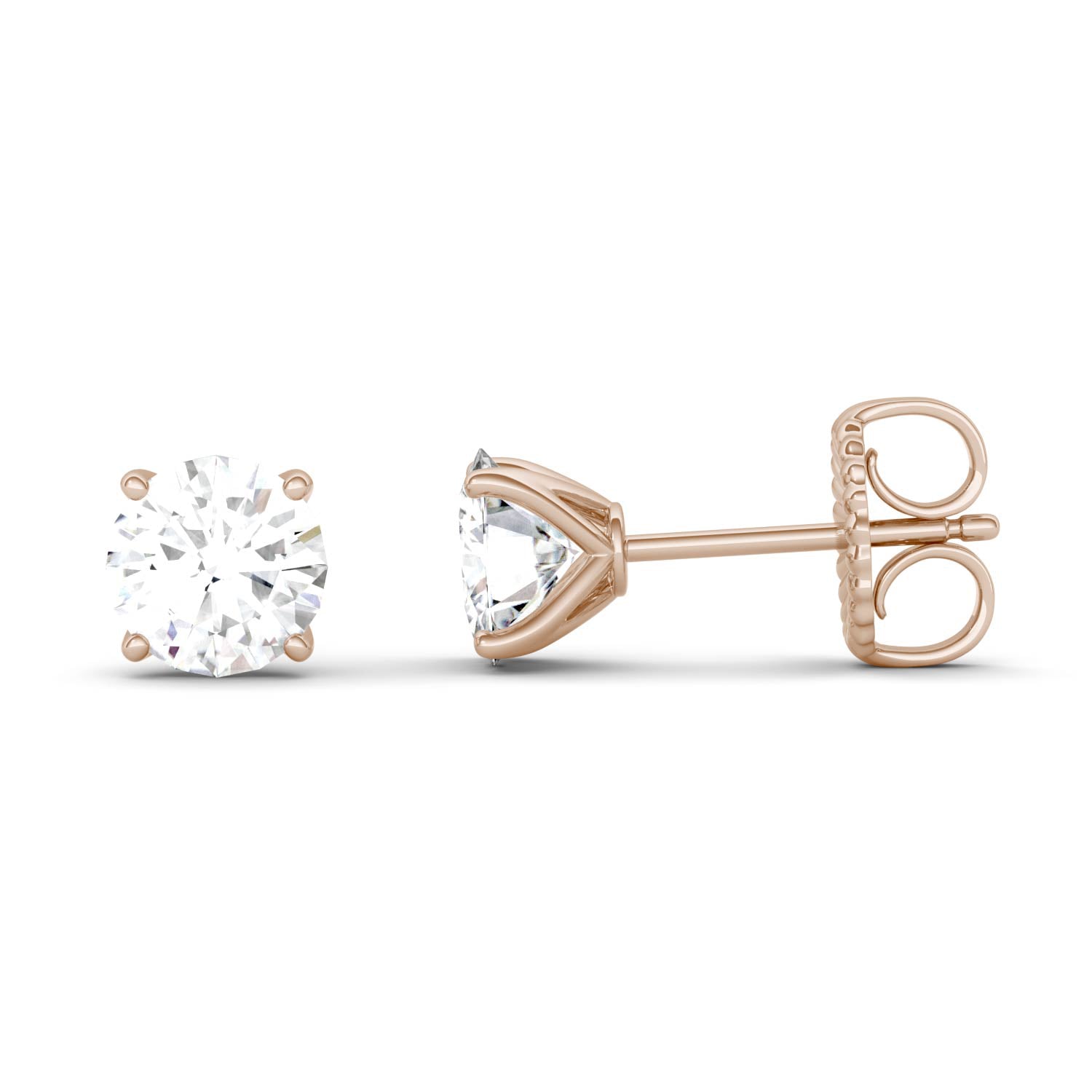1.60 CTW DEW Round Forever One™ Moissanite Four Prong Martini Stud Earrings