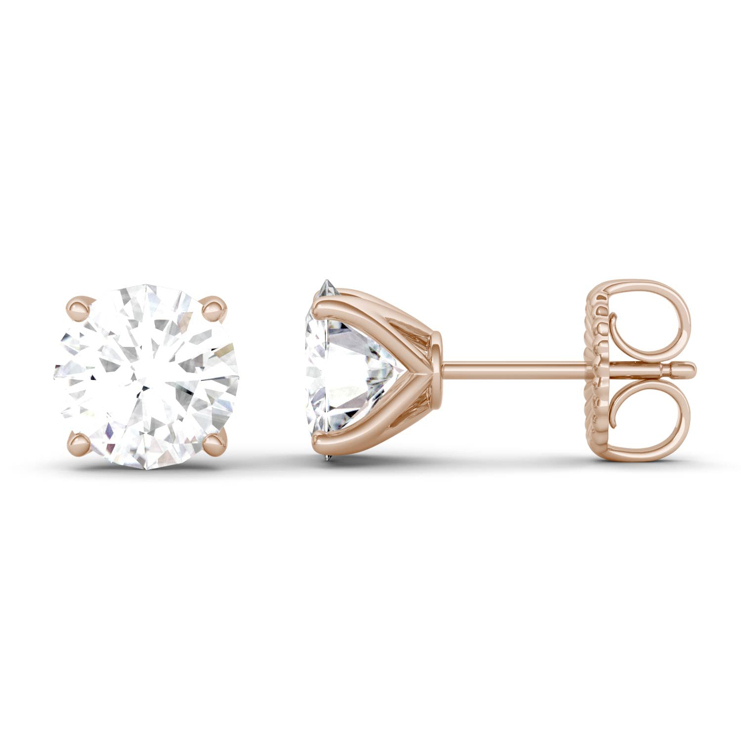 3.00 CTW DEW Round Forever One™ Moissanite Four Prong Martini Stud Earrings