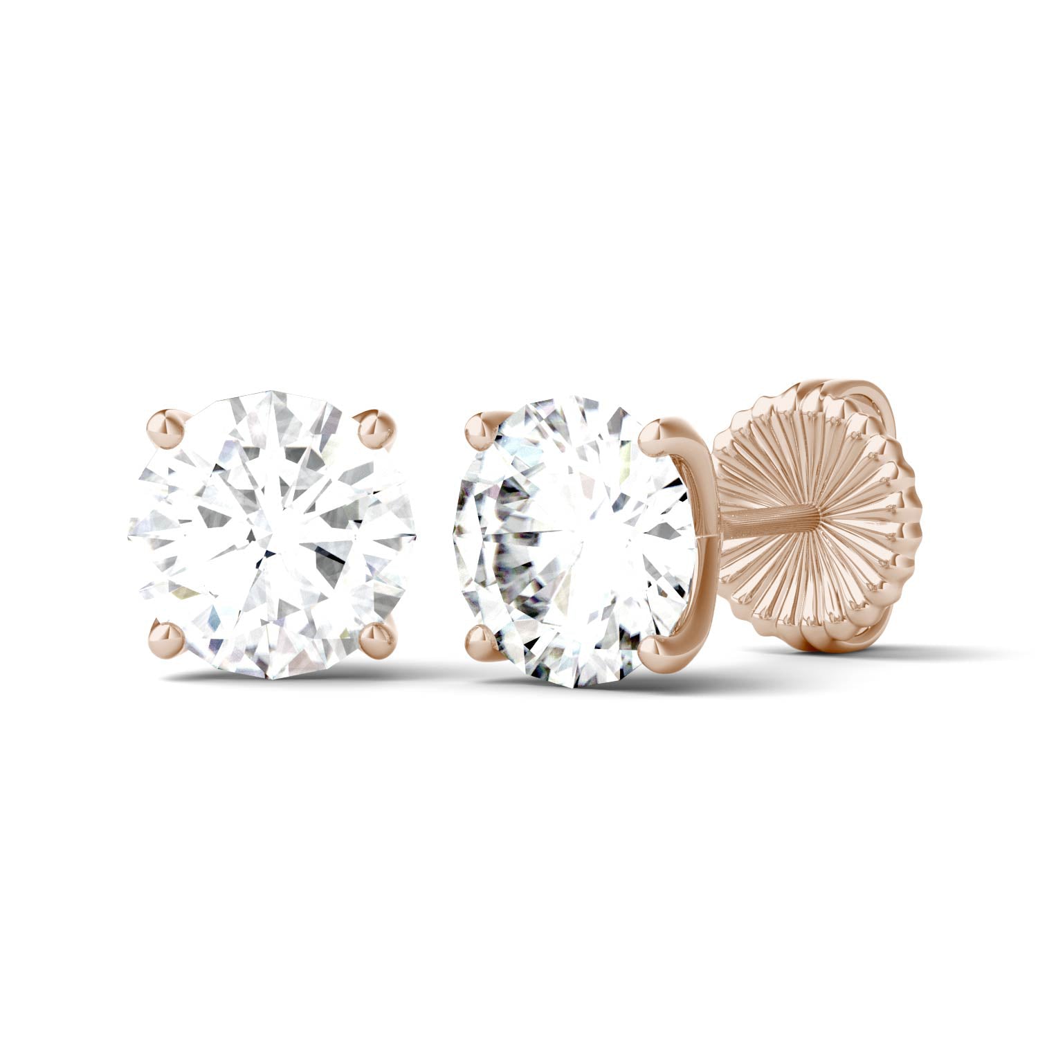 3.00 CTW DEW Round Forever One™ Moissanite Four Prong Martini Stud Earrings