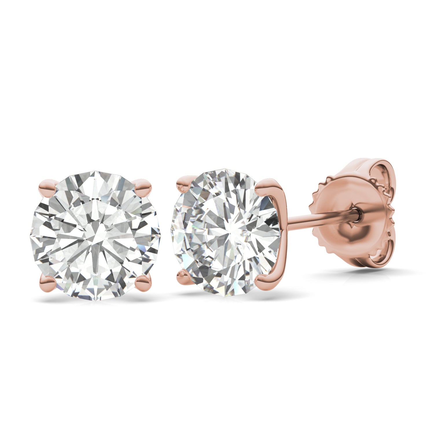 3.80 CTW DEW Round Forever One™ Moissanite Four Prong Martini Stud Earrings