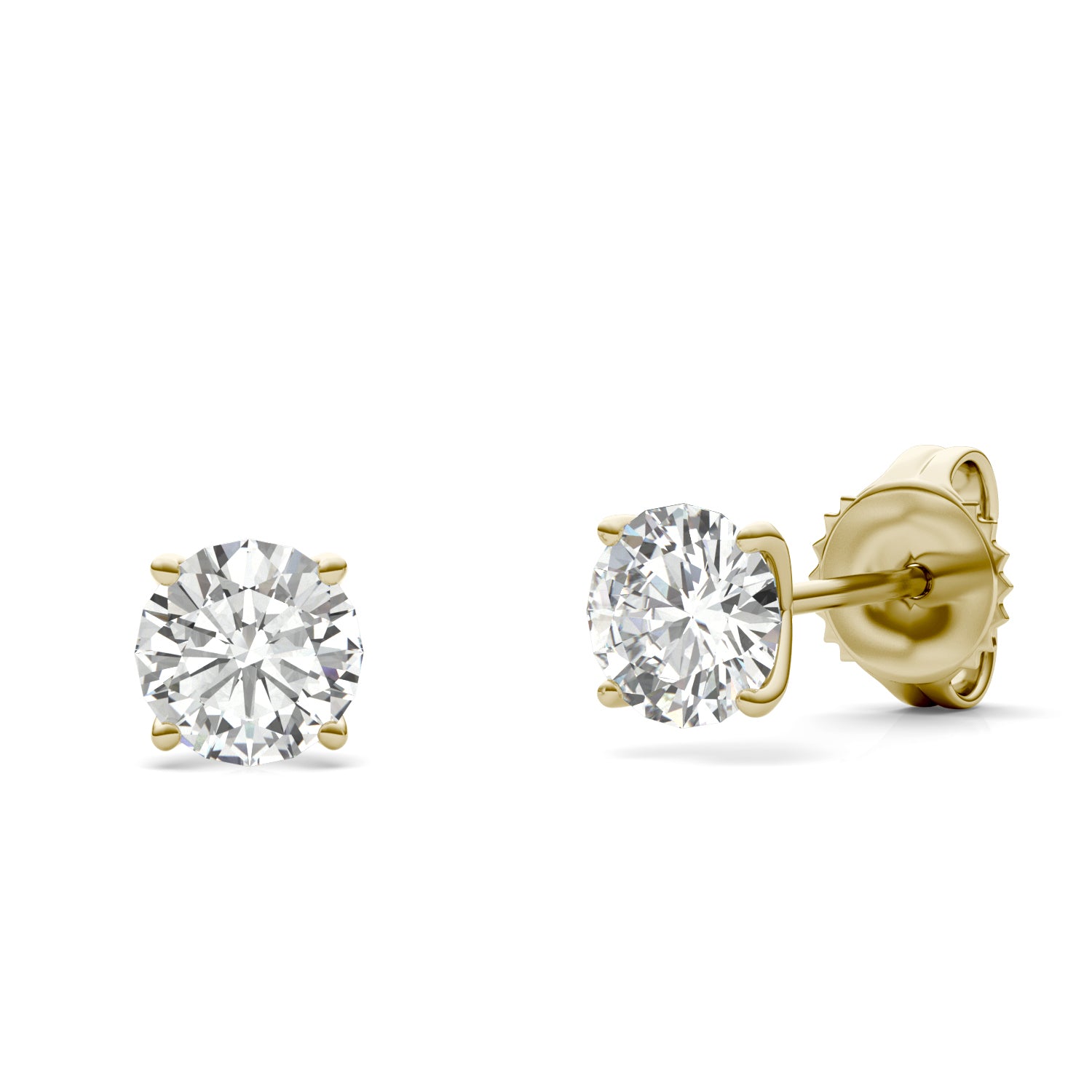 1.00 CTW DEW Round Forever One™ Moissanite Four Prong Martini Stud Earrings