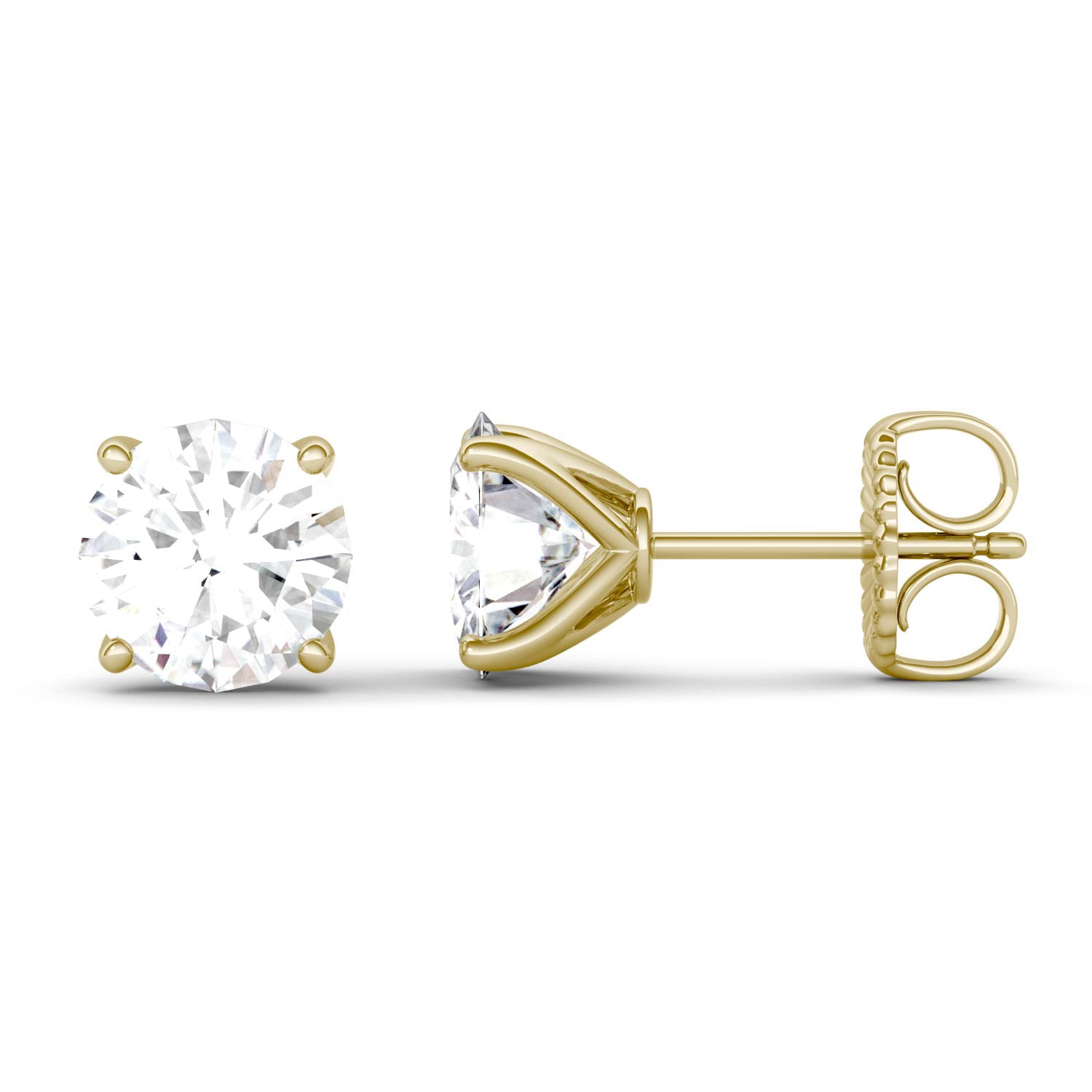 3.00 CTW DEW Round Forever One™ Moissanite Four Prong Martini Stud Earrings