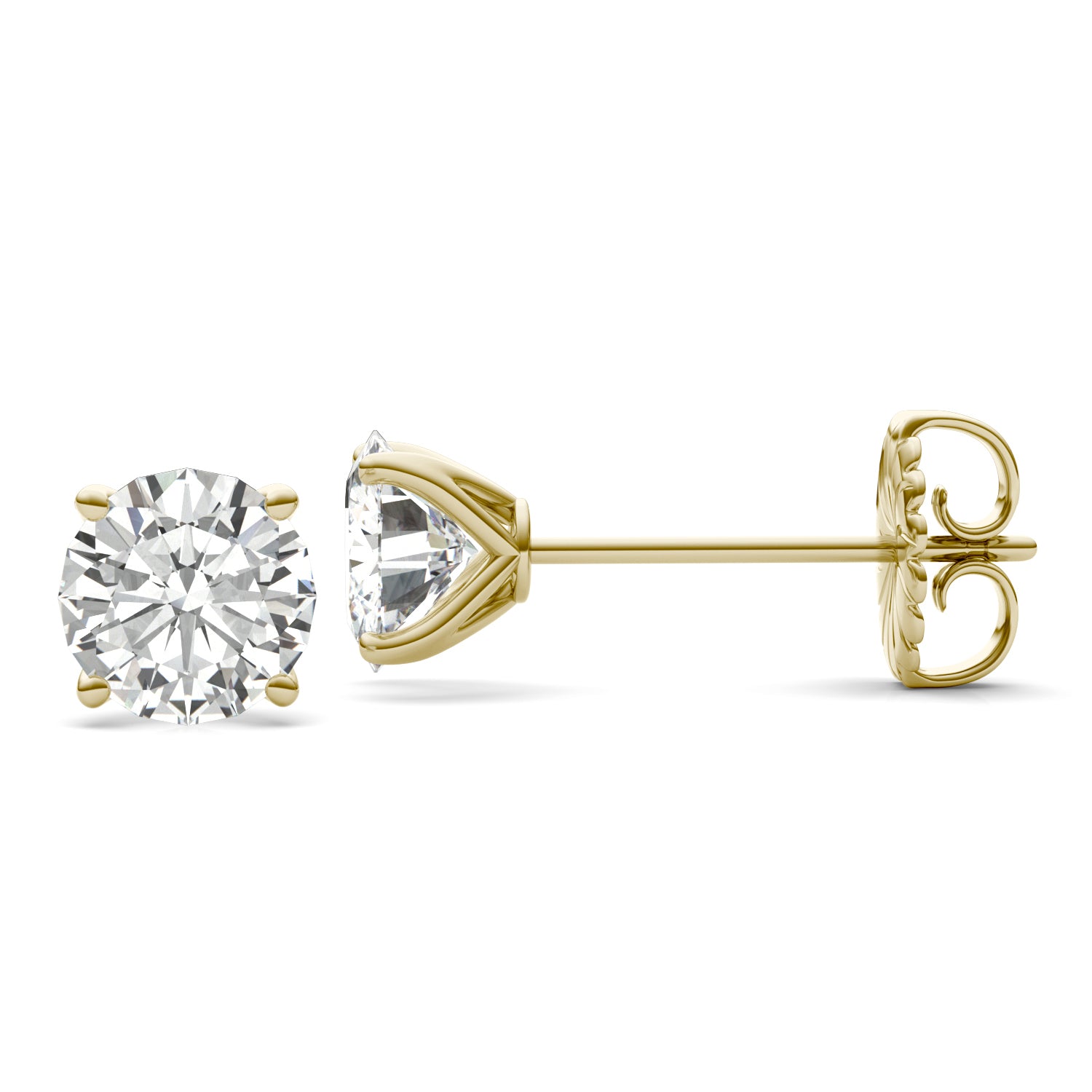 3.80 CTW DEW Round Forever One™ Moissanite Four Prong Martini Stud Earrings