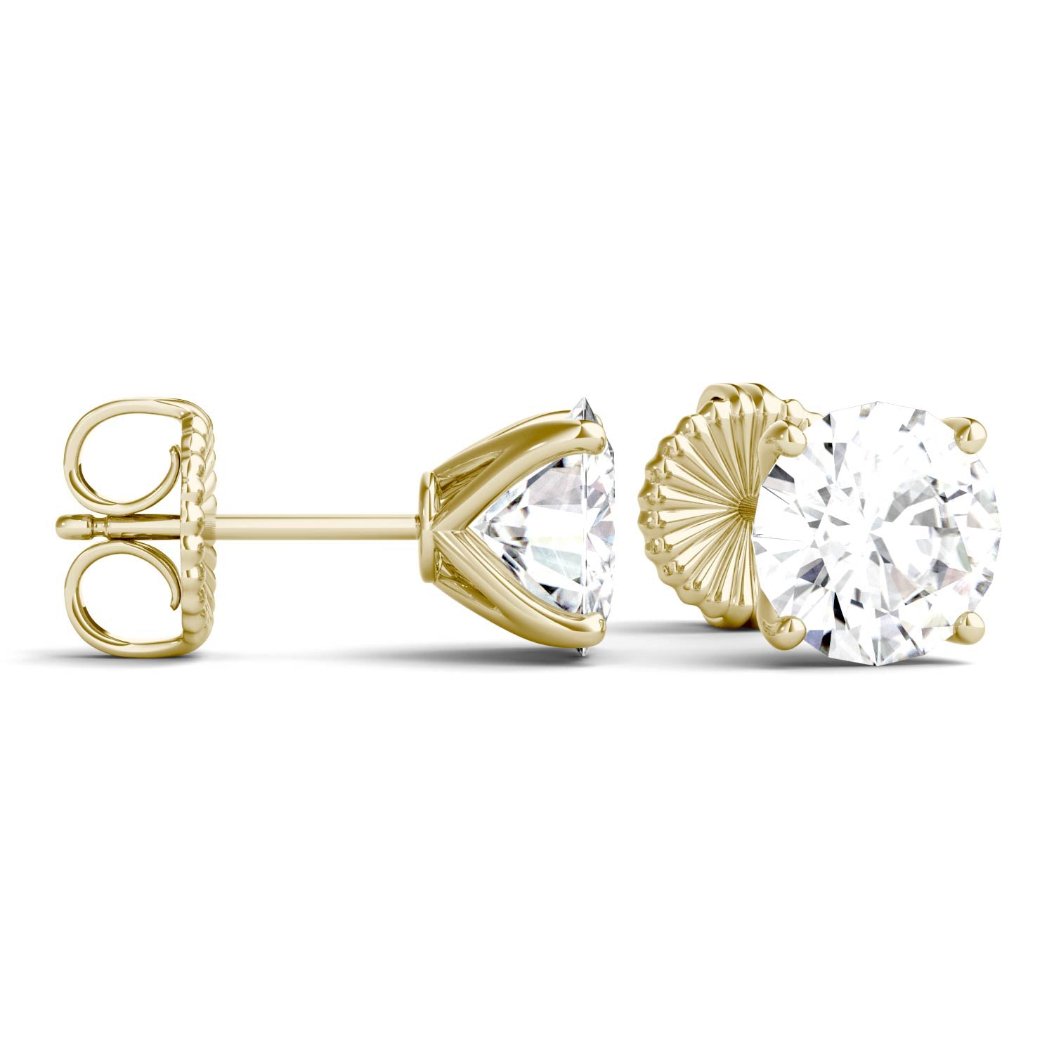 3.00 CTW DEW Round Forever One™ Moissanite Four Prong Martini Stud Earrings