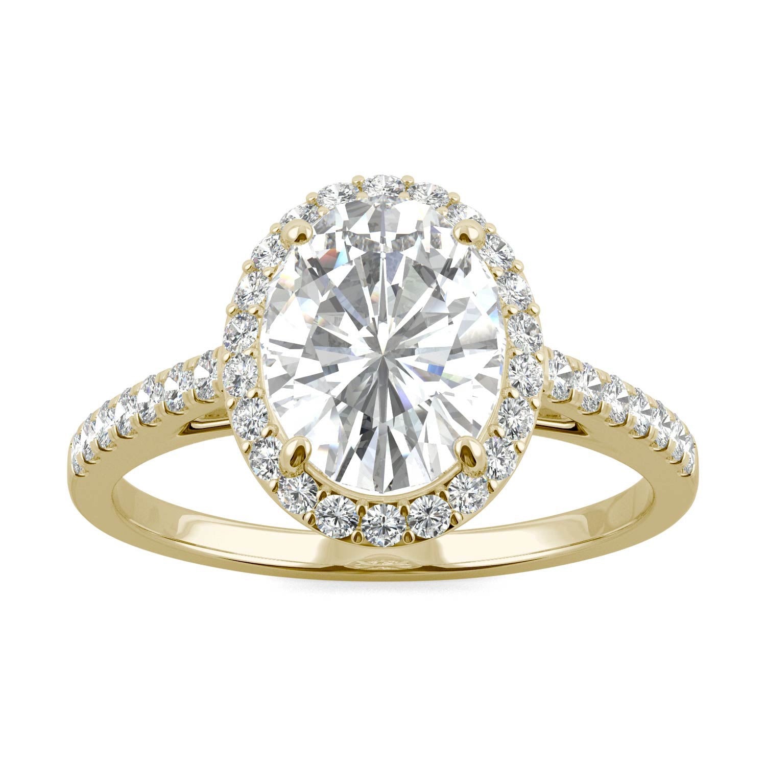 2.39 CTW DEW Oval Forever One™ Moissanite Halo with Side Accents Engagement Ring