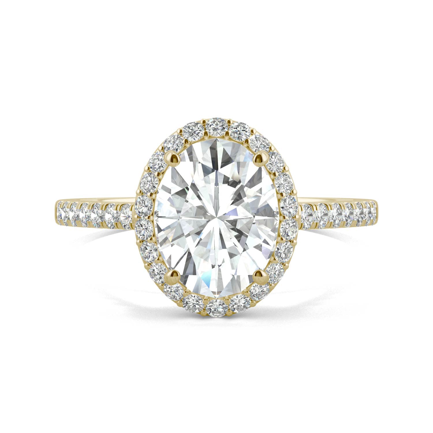 2.39 CTW DEW Oval Forever One™ Moissanite Halo with Side Accents Engagement Ring
