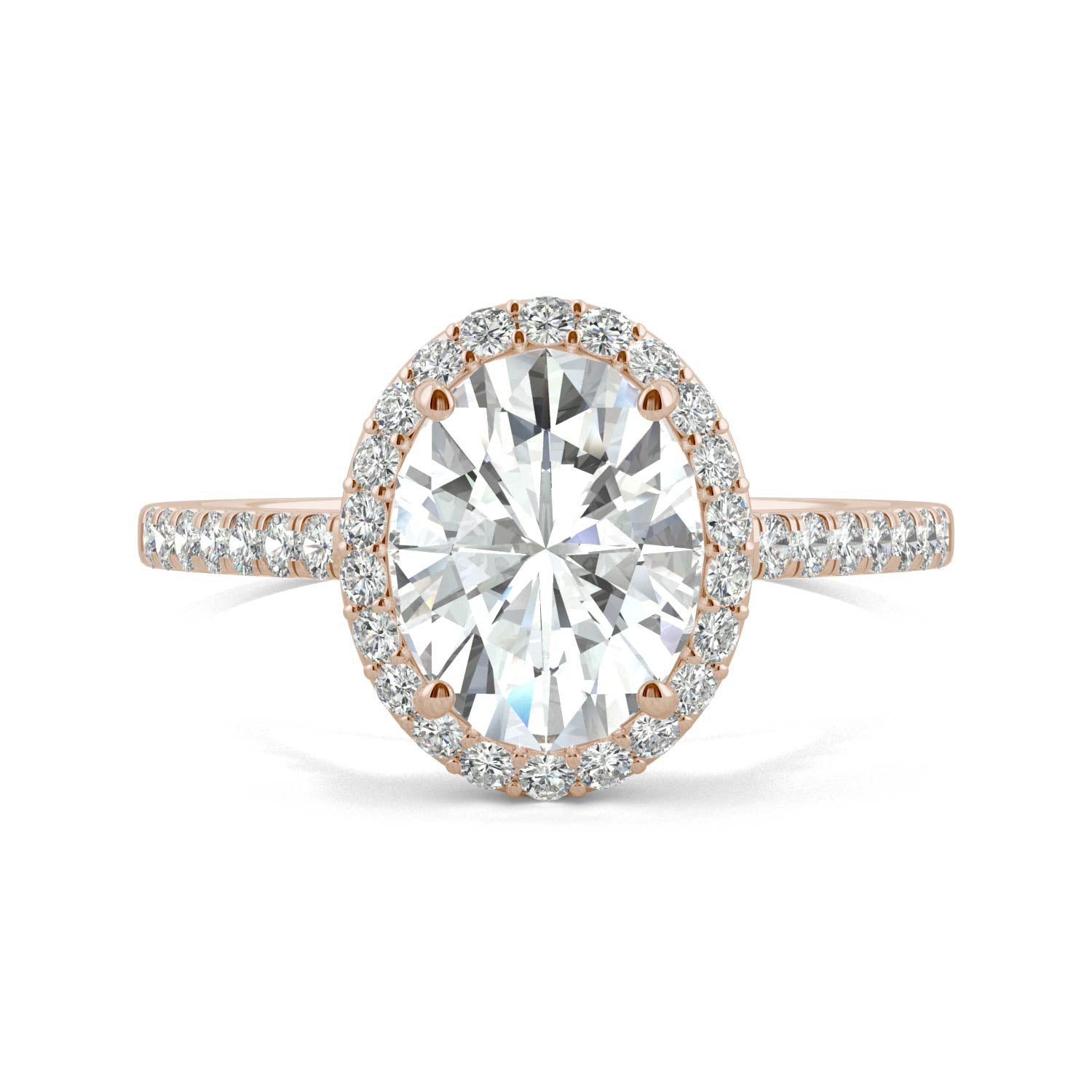 2.39 CTW DEW Oval Forever One™ Moissanite Halo with Side Accents Engagement Ring