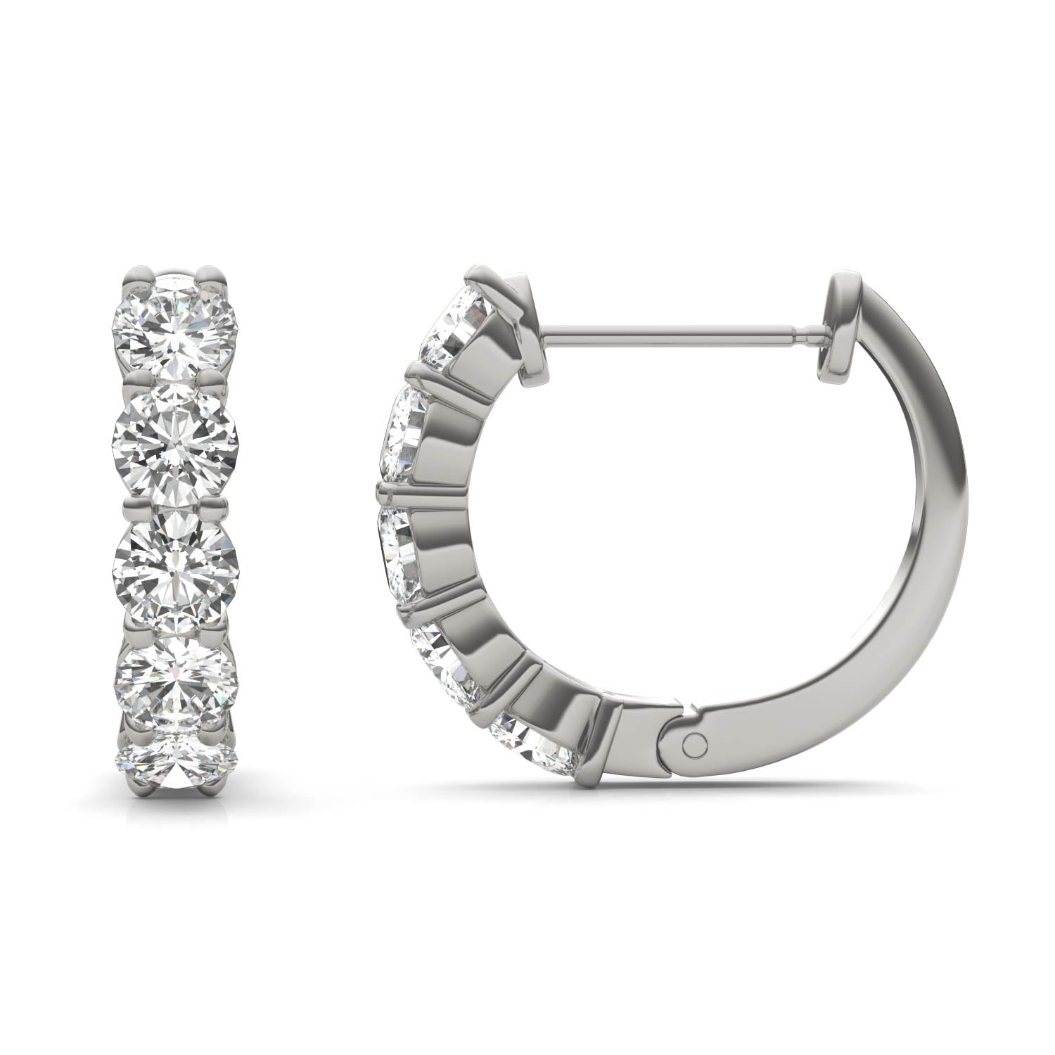 1.60 CTW DEW Round Forever One™ Moissanite Mini Hoop Earrings