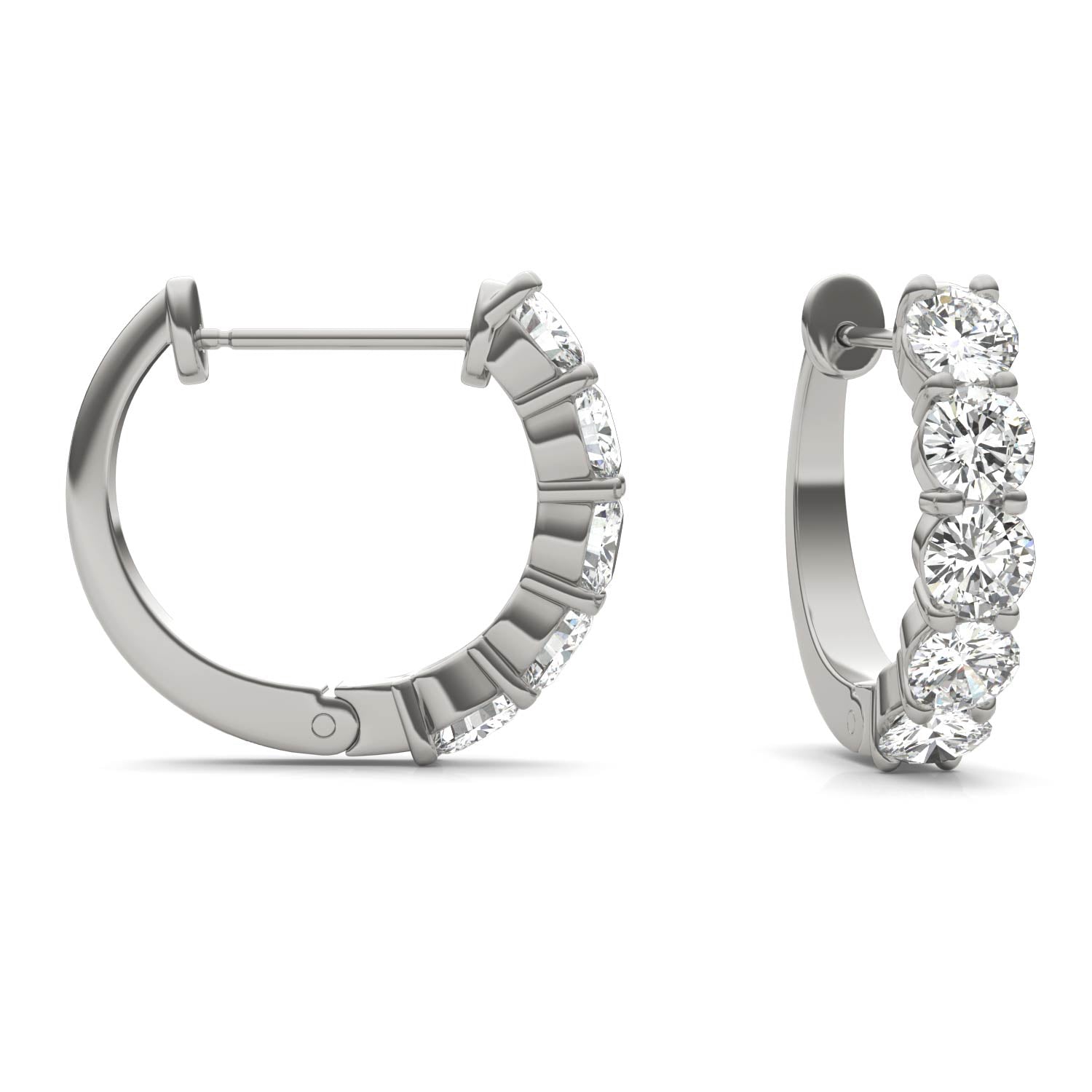 1.60 CTW DEW Round Forever One™ Moissanite Mini Hoop Earrings
