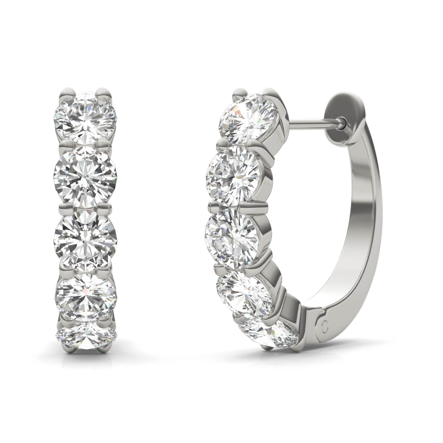 1.60 CTW DEW Round Forever One™ Moissanite Mini Hoop Earrings