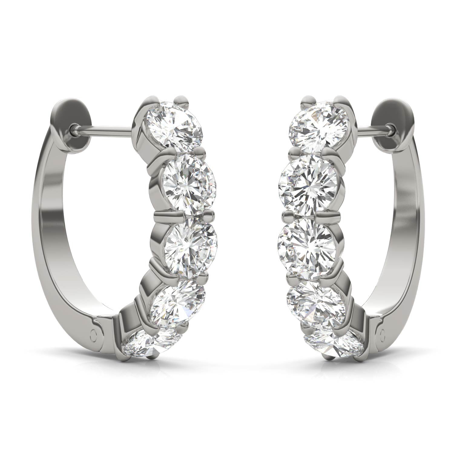 1.60 CTW DEW Round Forever One™ Moissanite Mini Hoop Earrings