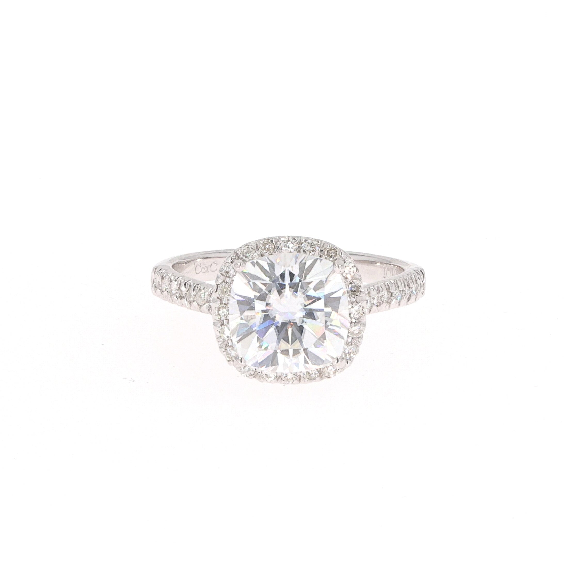 3.66 CTW DEW Cushion Forever Classic™ Moissanite Ring