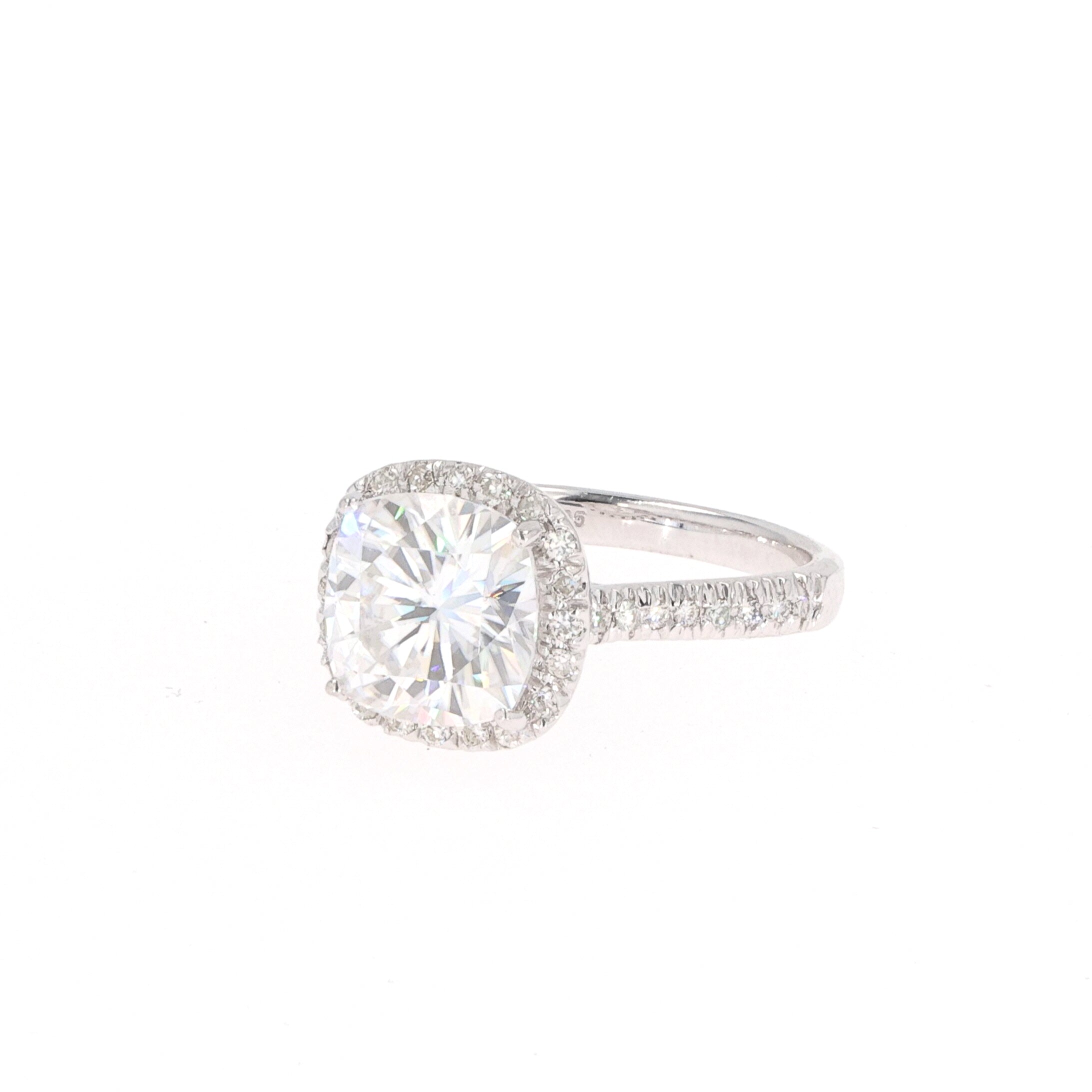 3.66 CTW DEW Cushion Forever Classic™ Moissanite Ring