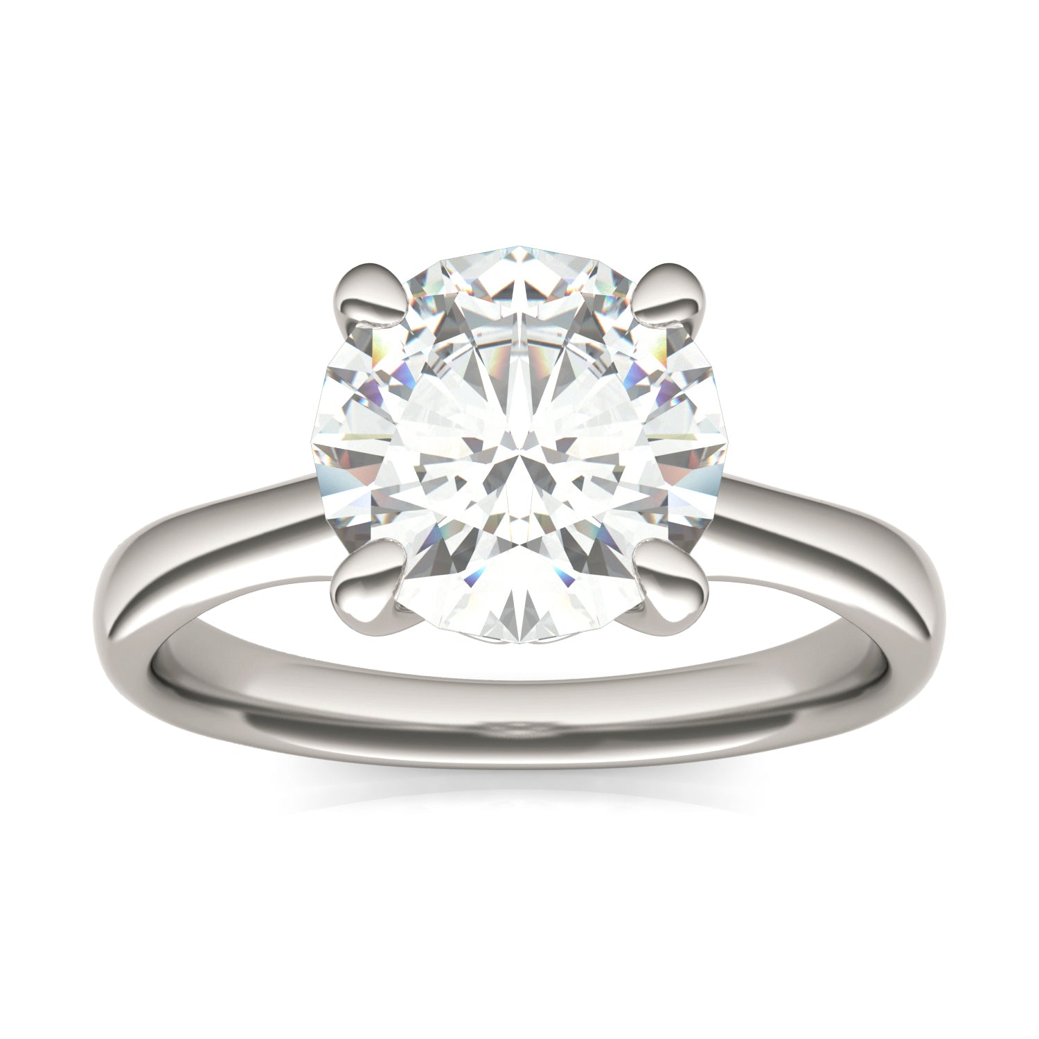 2.70 CTW DEW Round Forever One™ Moissanite Four Prong Solitaire Engagement Ring