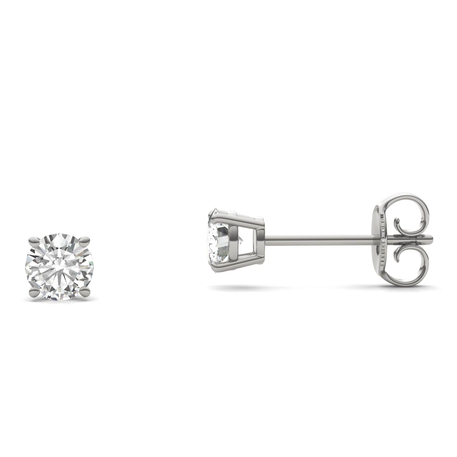 0.46 CTW DEW Round Forever One™ Moissanite Four Prong Stud Earrings