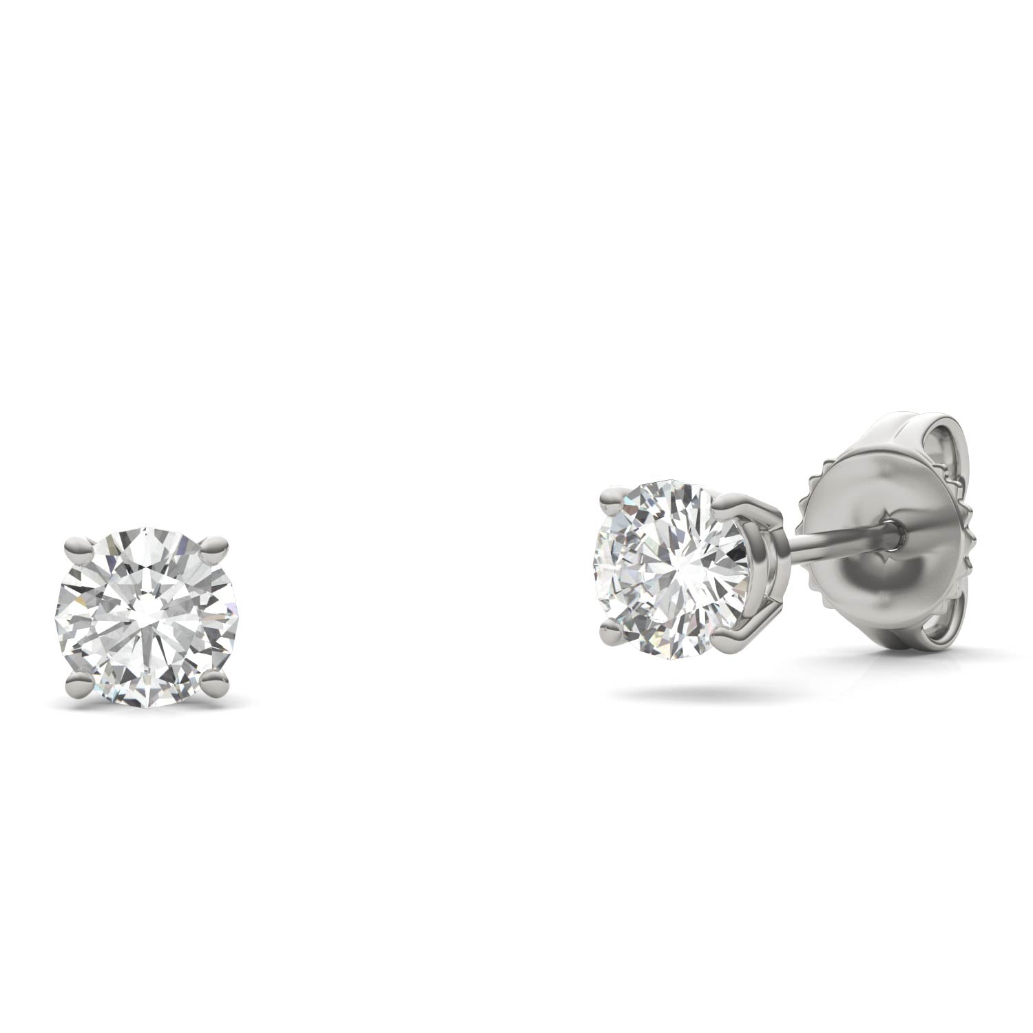 0.46 CTW DEW Round Forever One™ Moissanite Four Prong Stud Earrings