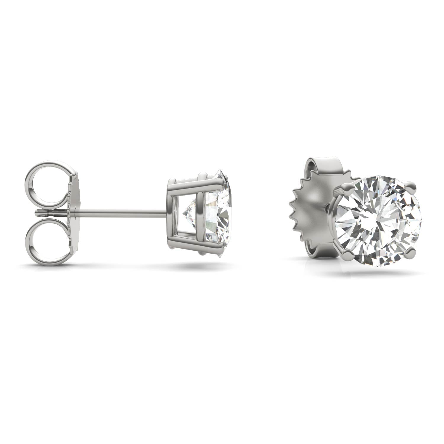 2.40 CTW DEW Round Forever One™ Moissanite Four Prong Stud Earrings