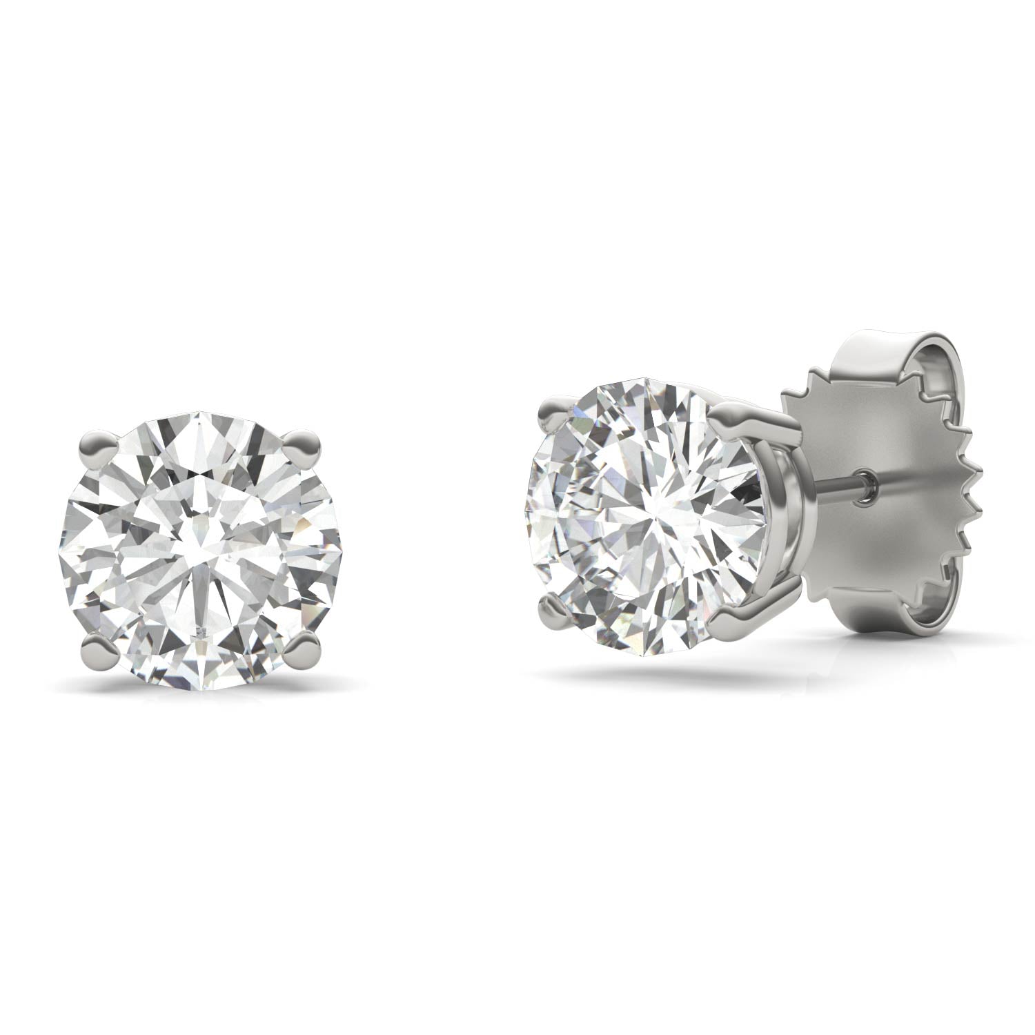 2.40 CTW DEW Round Forever One™ Moissanite Four Prong Stud Earrings