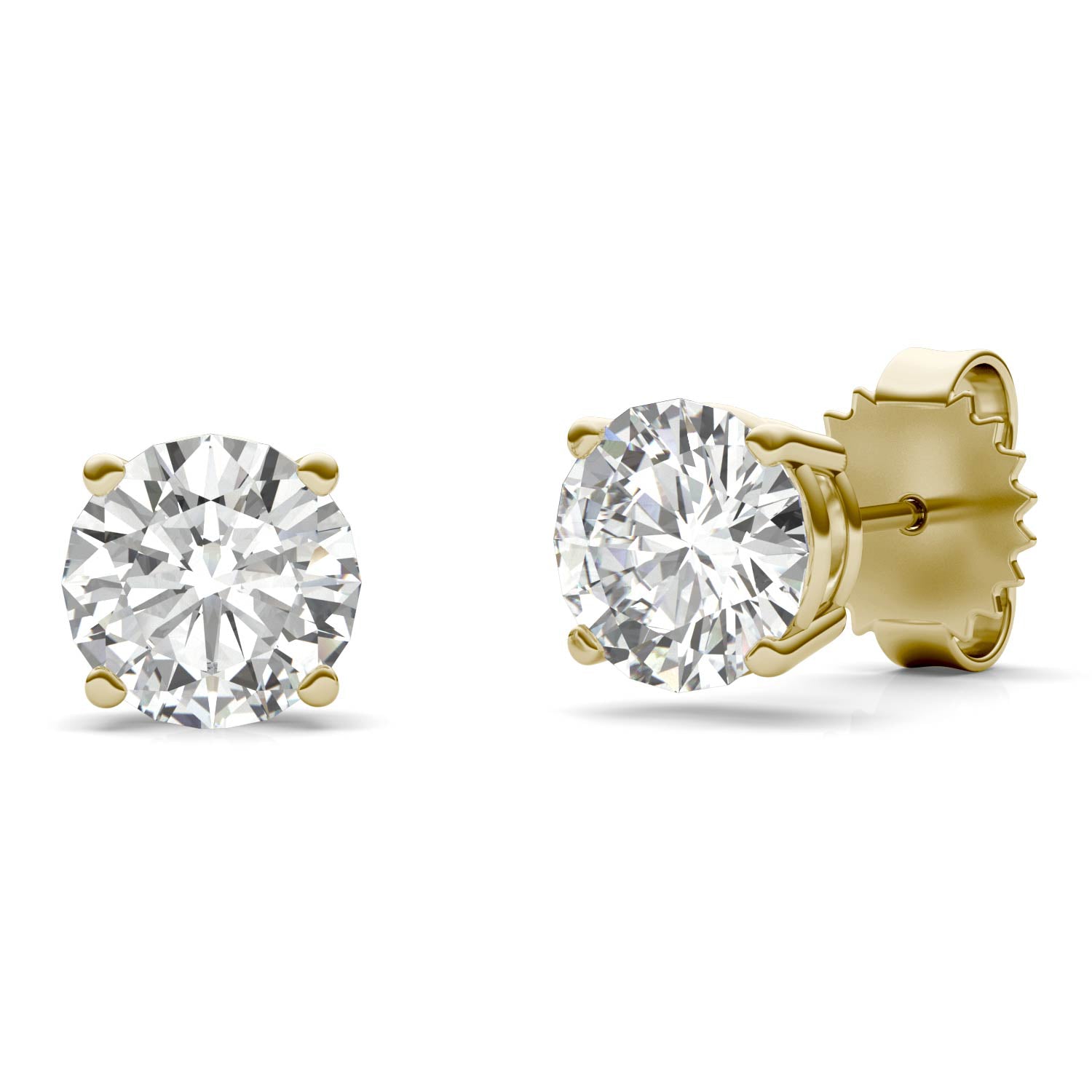2.40 CTW DEW Round Forever One™ Moissanite Four Prong Stud Earrings