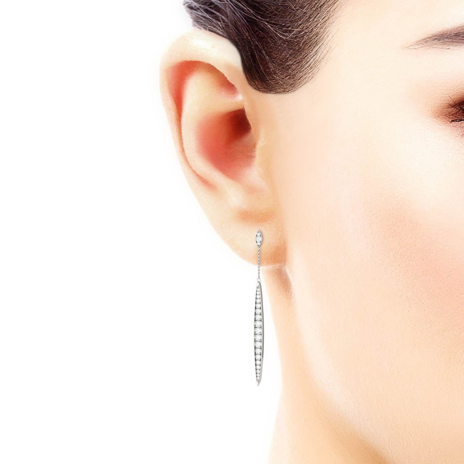 1.02 CTW DEW Round Forever One™ Moissanite Drop Earrings