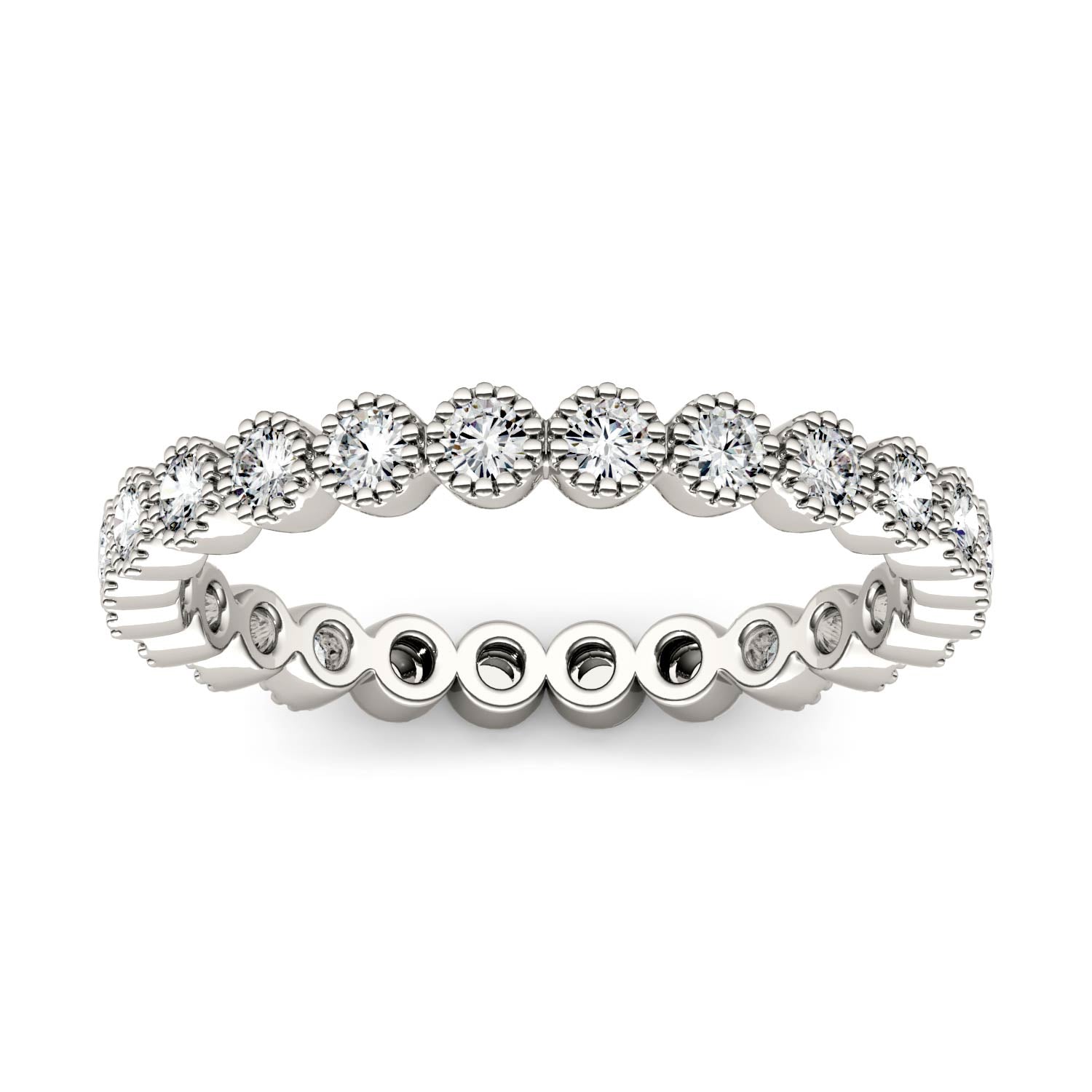 0.45 CTW DEW Round Forever One™ Moissanite Beaded Stackable Ring