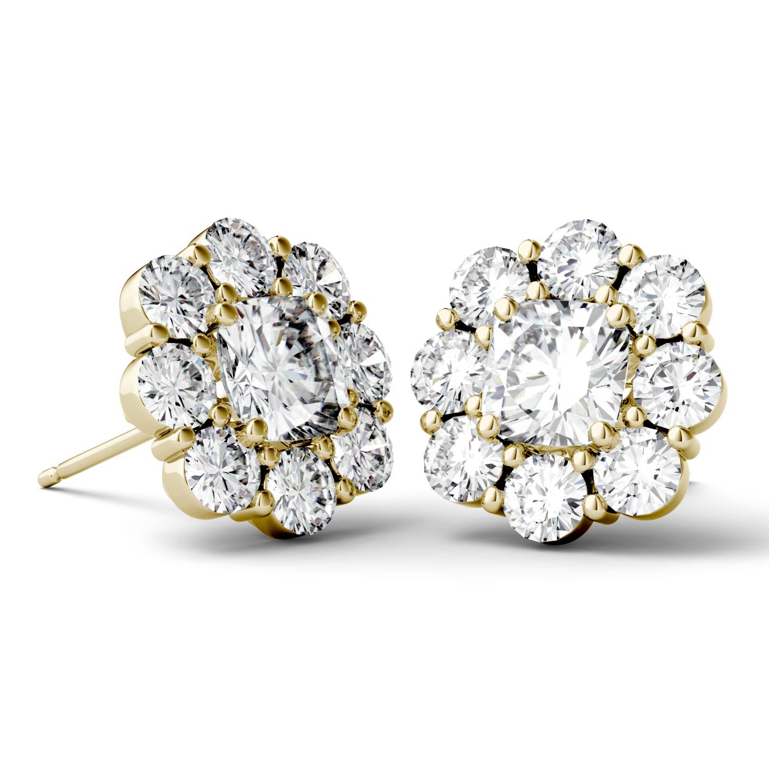 3.20 CTW DEW Cushion Forever One™ Moissanite Floral Stud Earrings