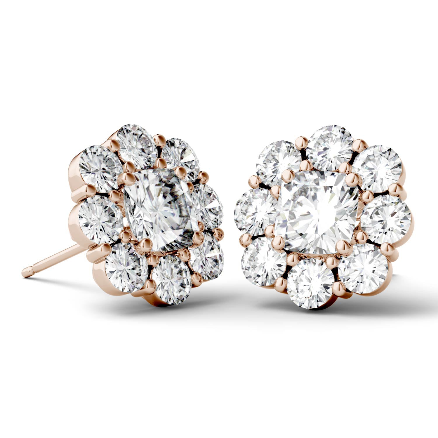 3.20 CTW DEW Cushion Forever One™ Moissanite Floral Stud Earrings