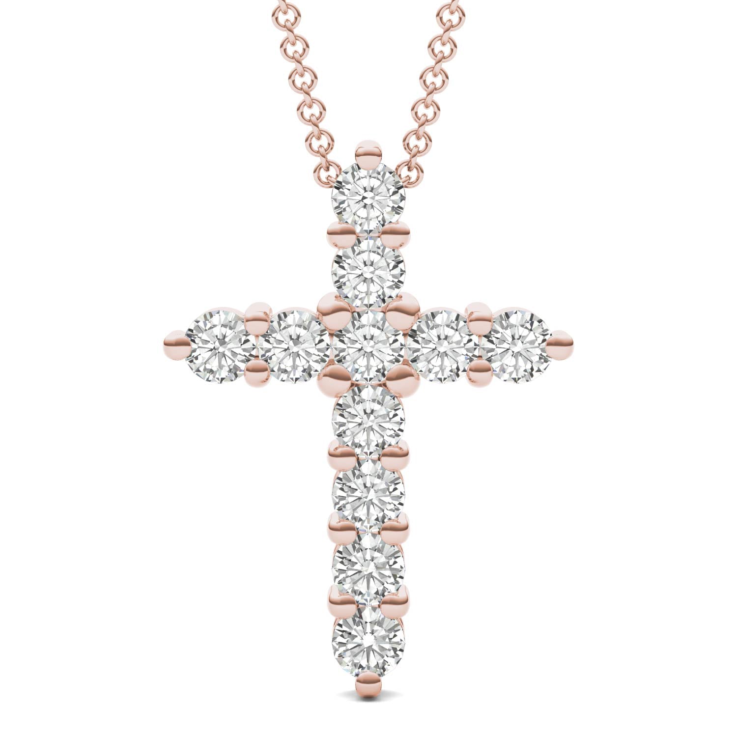 1.10 CTW DEW Round Forever One™ Moissanite Cross Necklace