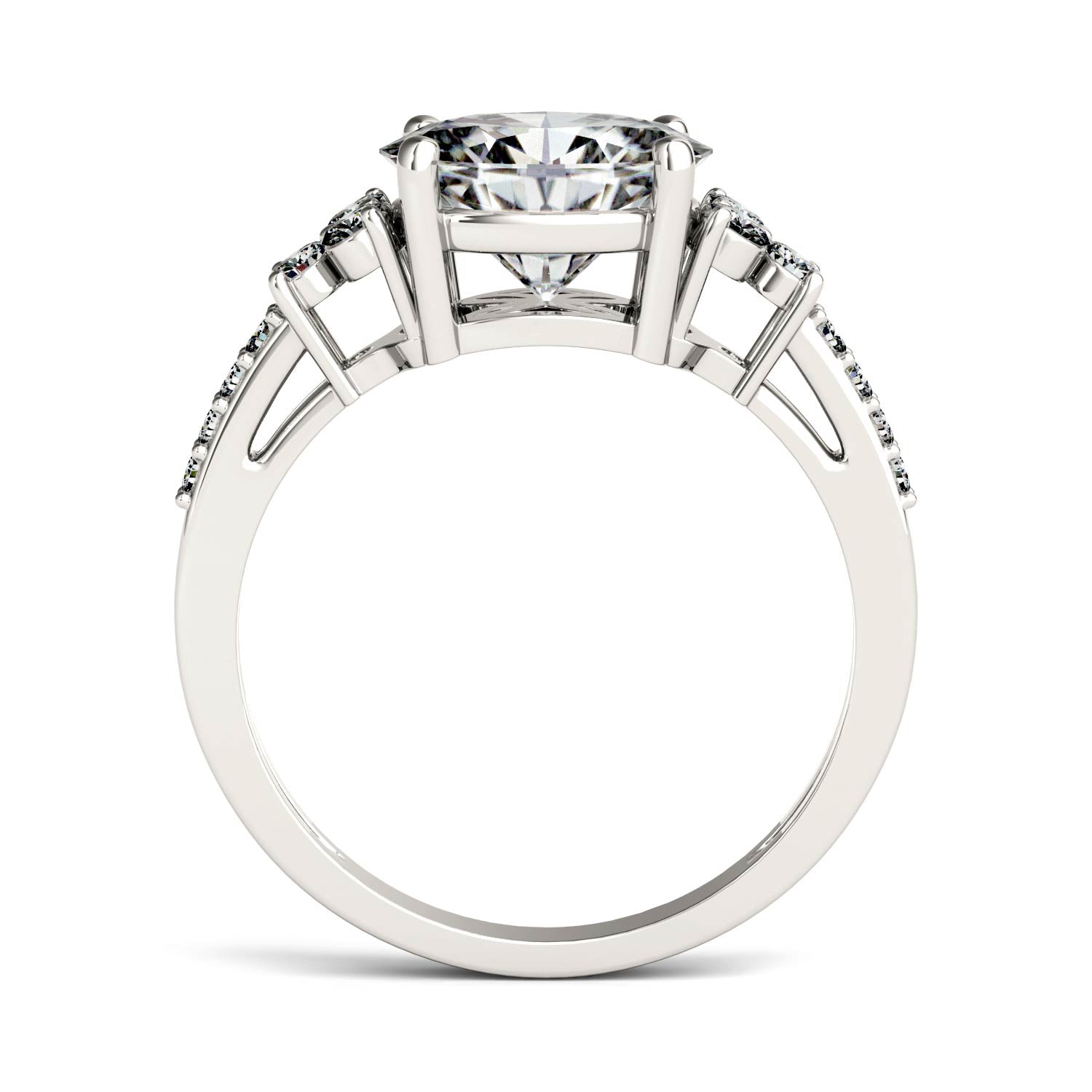 2.30 CTW DEW Oval Forever One™ Moissanite East-West with Side Accents Engagement Ring