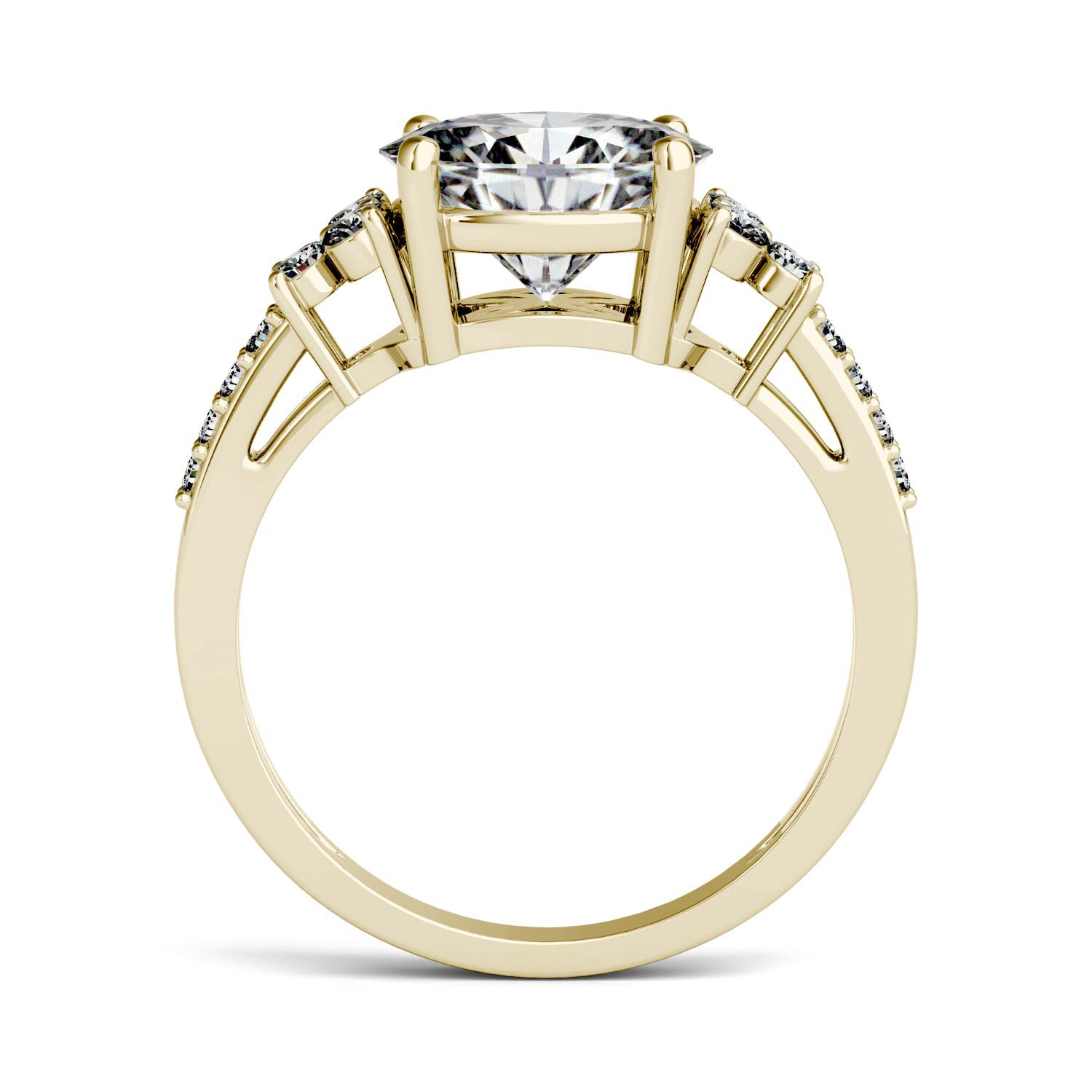 2.30 CTW DEW Oval Forever One™ Moissanite East-West with Side Accents Engagement Ring