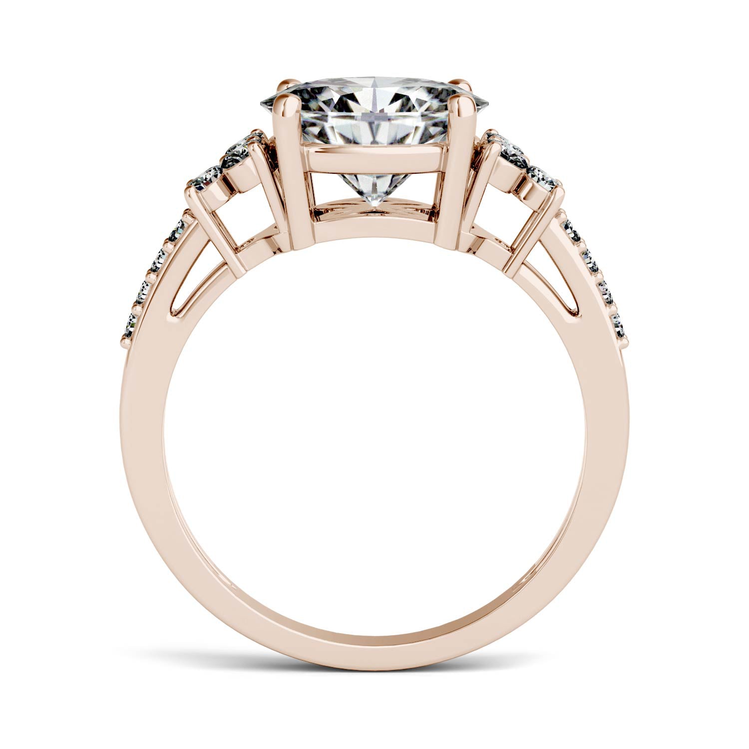 2.30 CTW DEW Oval Forever One™ Moissanite East-West with Side Accents Engagement Ring